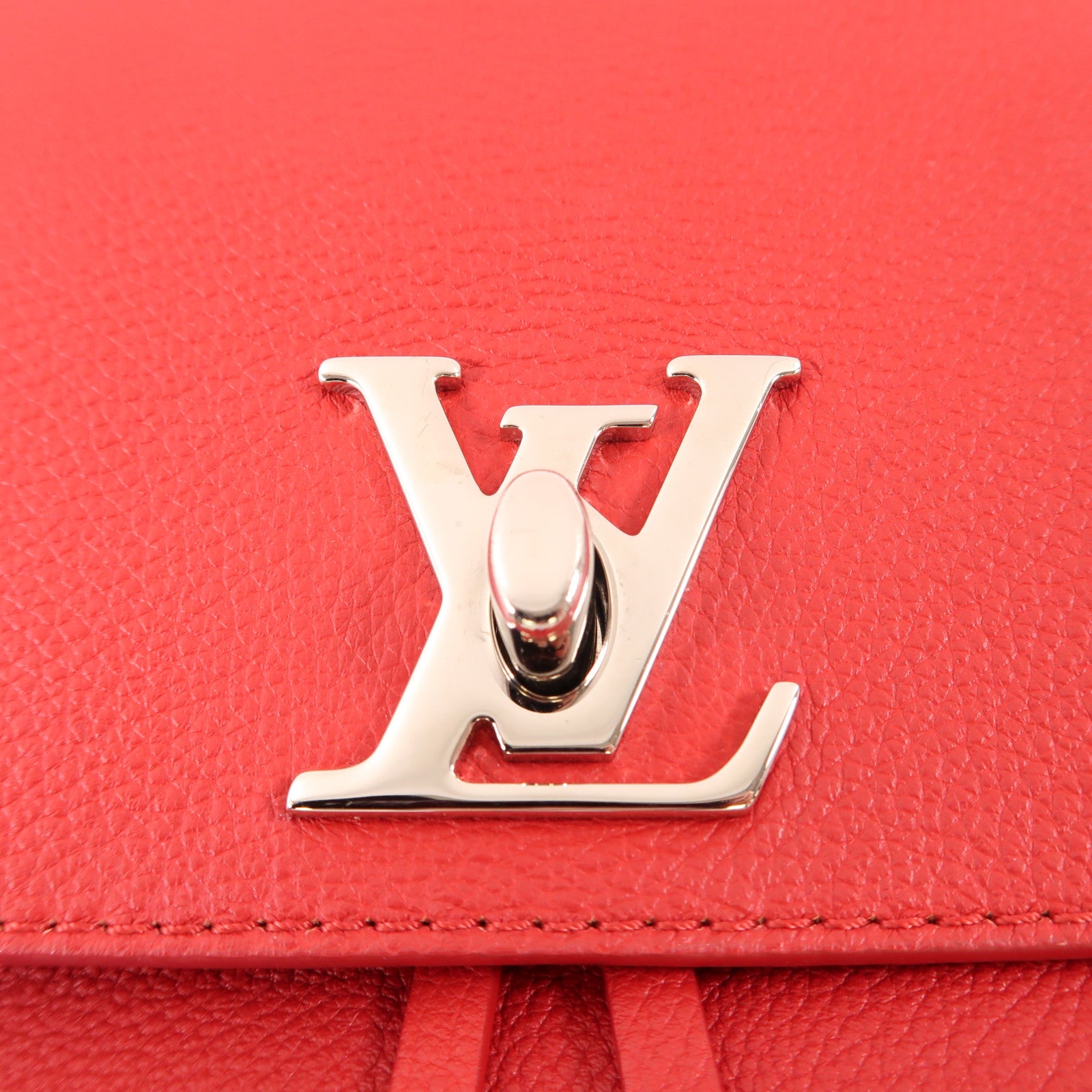 LOUIS VUITTON 牛皮皮革Lockme Backpack銀扣背包紅色