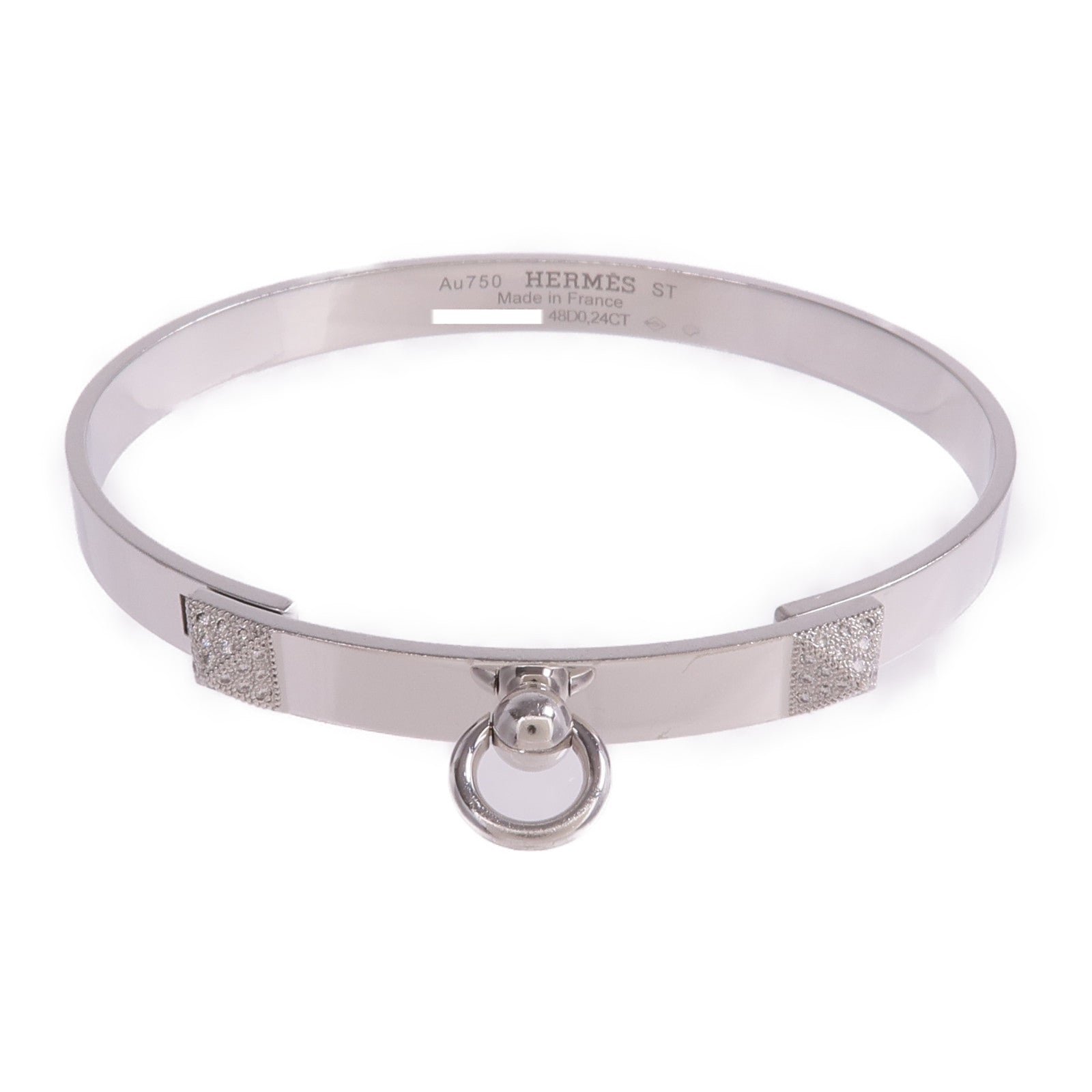 HERMES 18K白金Collier de Chien PM Bracelet鑽石手鐲