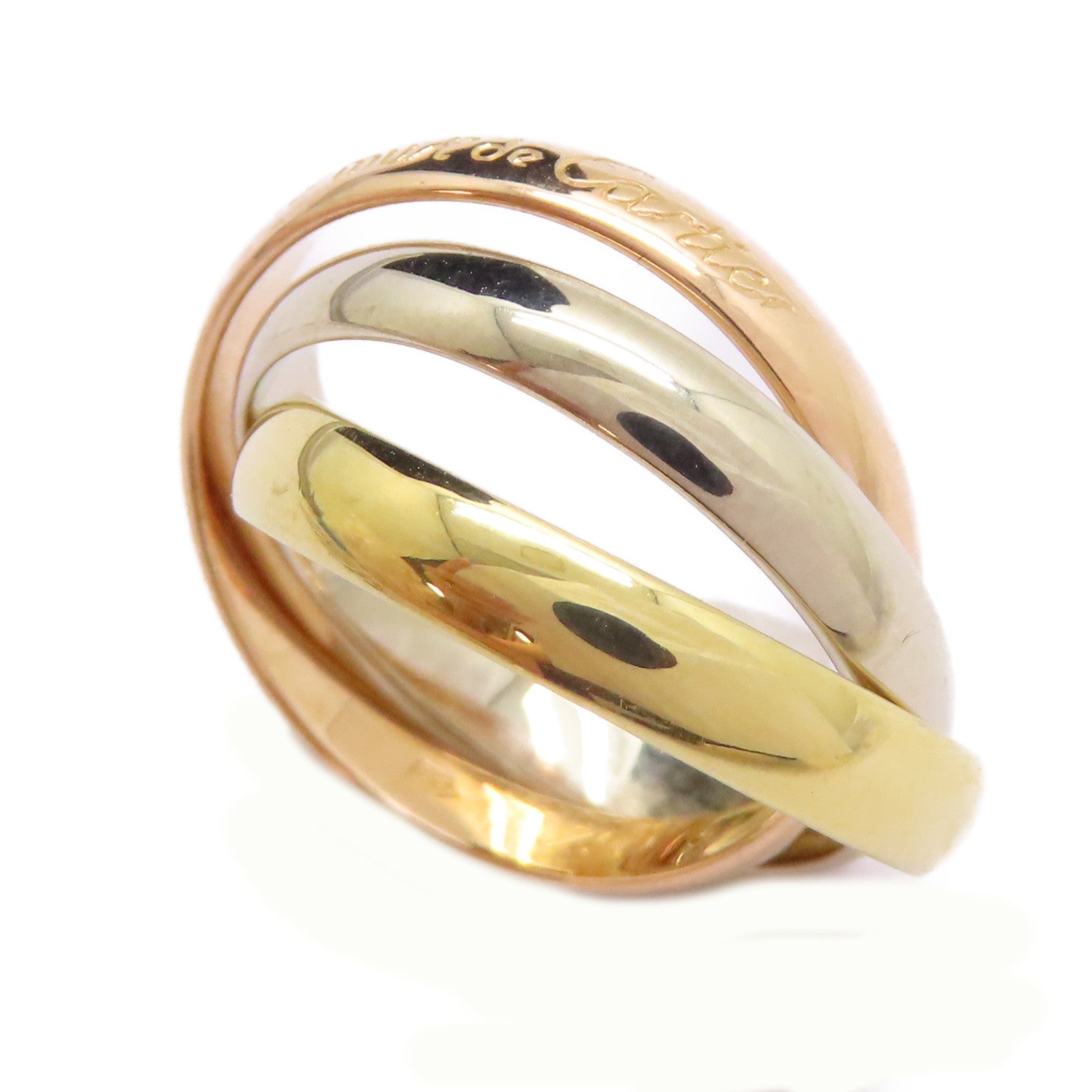 CARTIER 18K黃金/白金/玫瑰金Trinity Ring戒指US#5.75/Cartier#51
