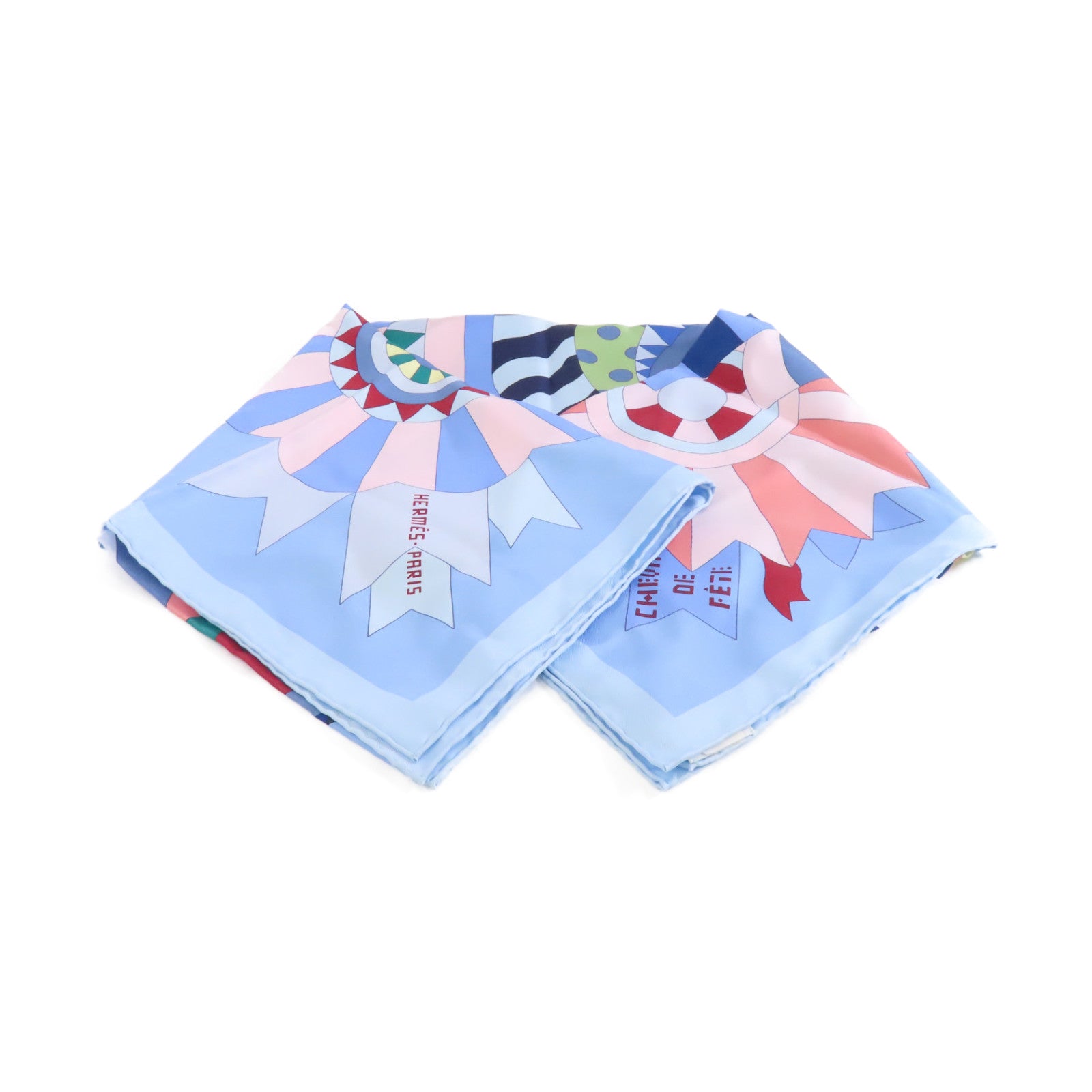 HERMES 絲質Scarf絲巾淺藍色/彩色
