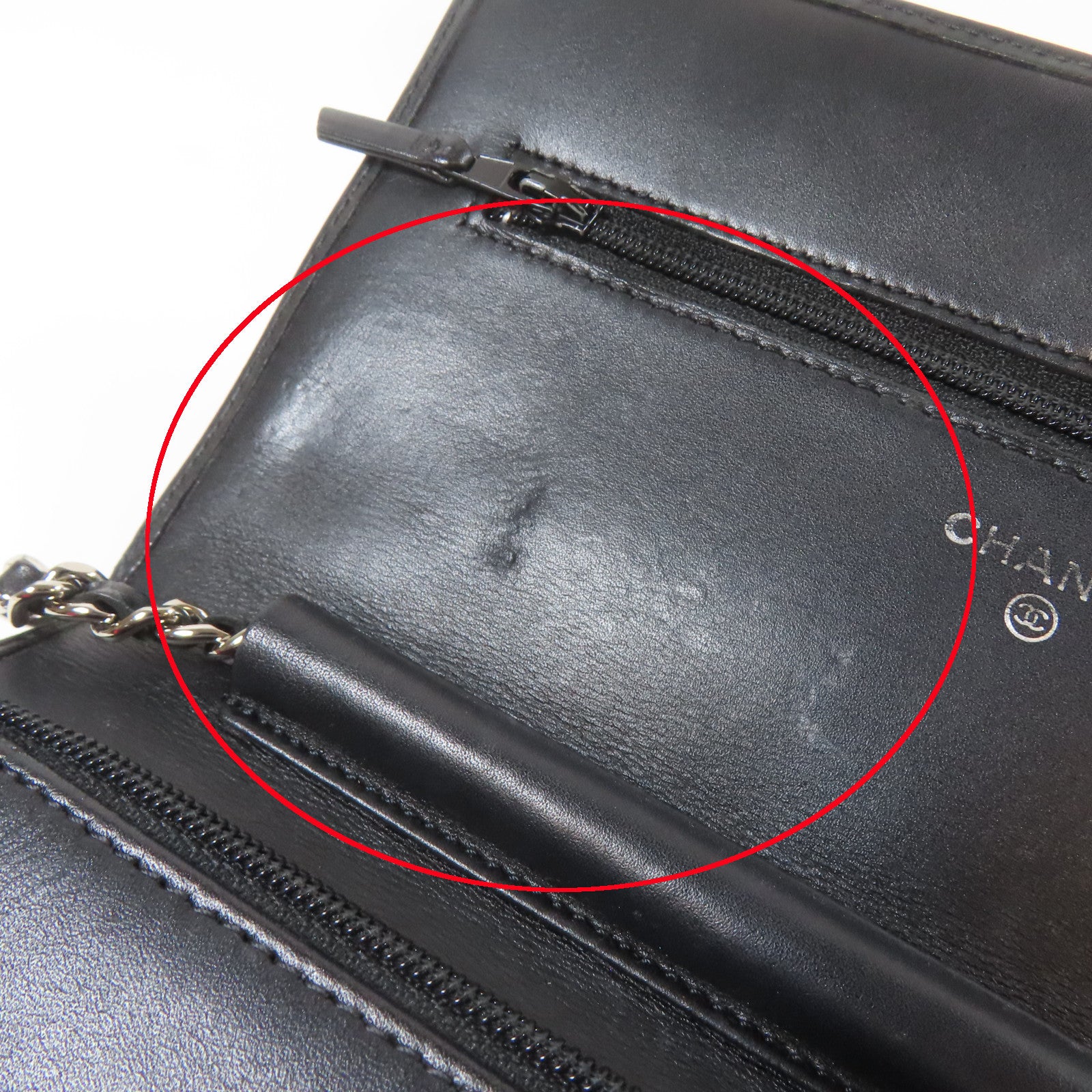 CHANEL 菱格牛皮皮革Cambon WOC Wallet On Chain銀扣鏈帶肩背袋黑色