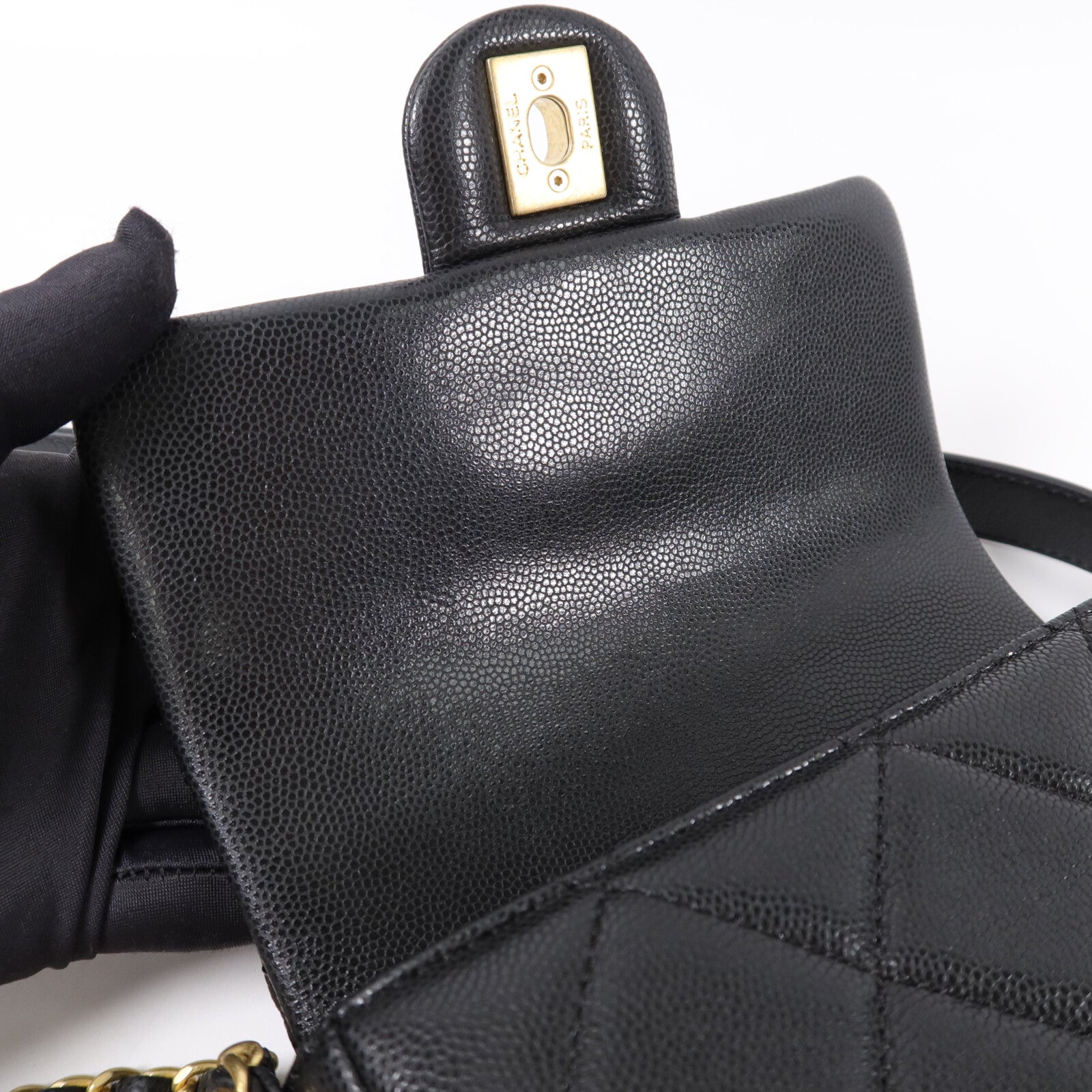 CHANEL 牛皮皮革Mini Flap 17cm鏈帶肩背袋