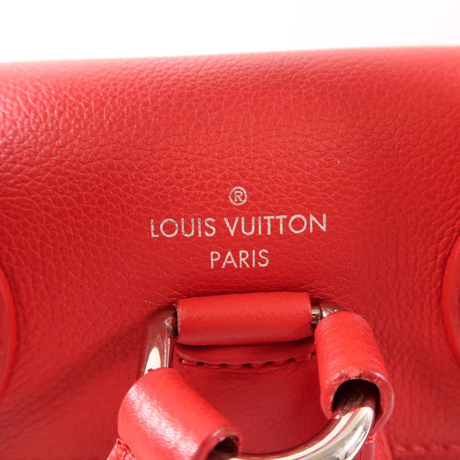 LOUIS VUITTON 牛皮皮革Lockme Backpack銀扣背包紅色