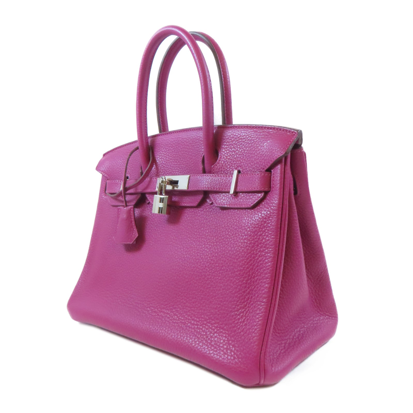 HERMES 【激減優惠】Clemence皮革Birkin 30銀扣手挽袋Rose Purple/桃紫色