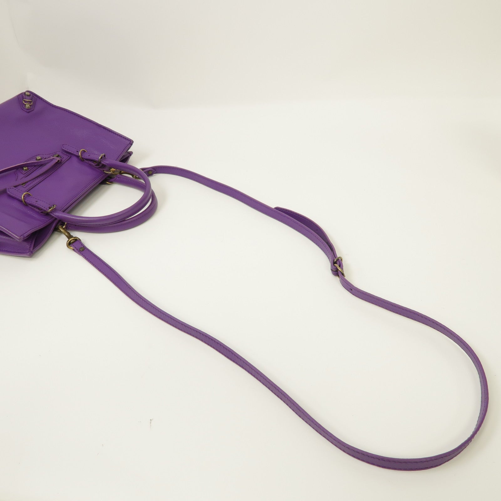 BALENCIAGA 牛皮皮革Paper Mini金扣手挽肩背兩用袋紫色