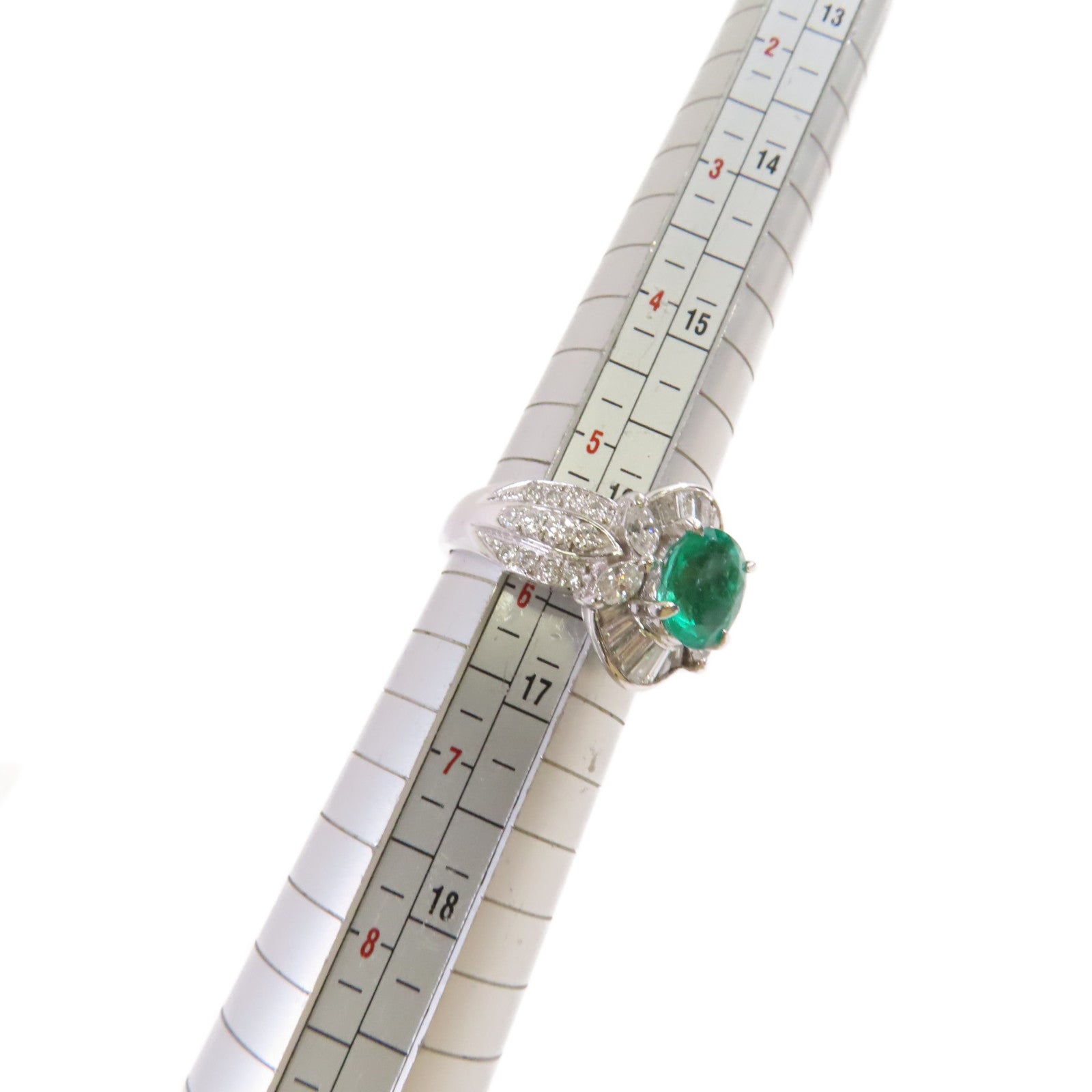 JEWELRY 【激減優惠】PT900鉑金/1.27ct綠寶石/1.13ct鑽石Emerald Diamond Ring戒指US#5.75