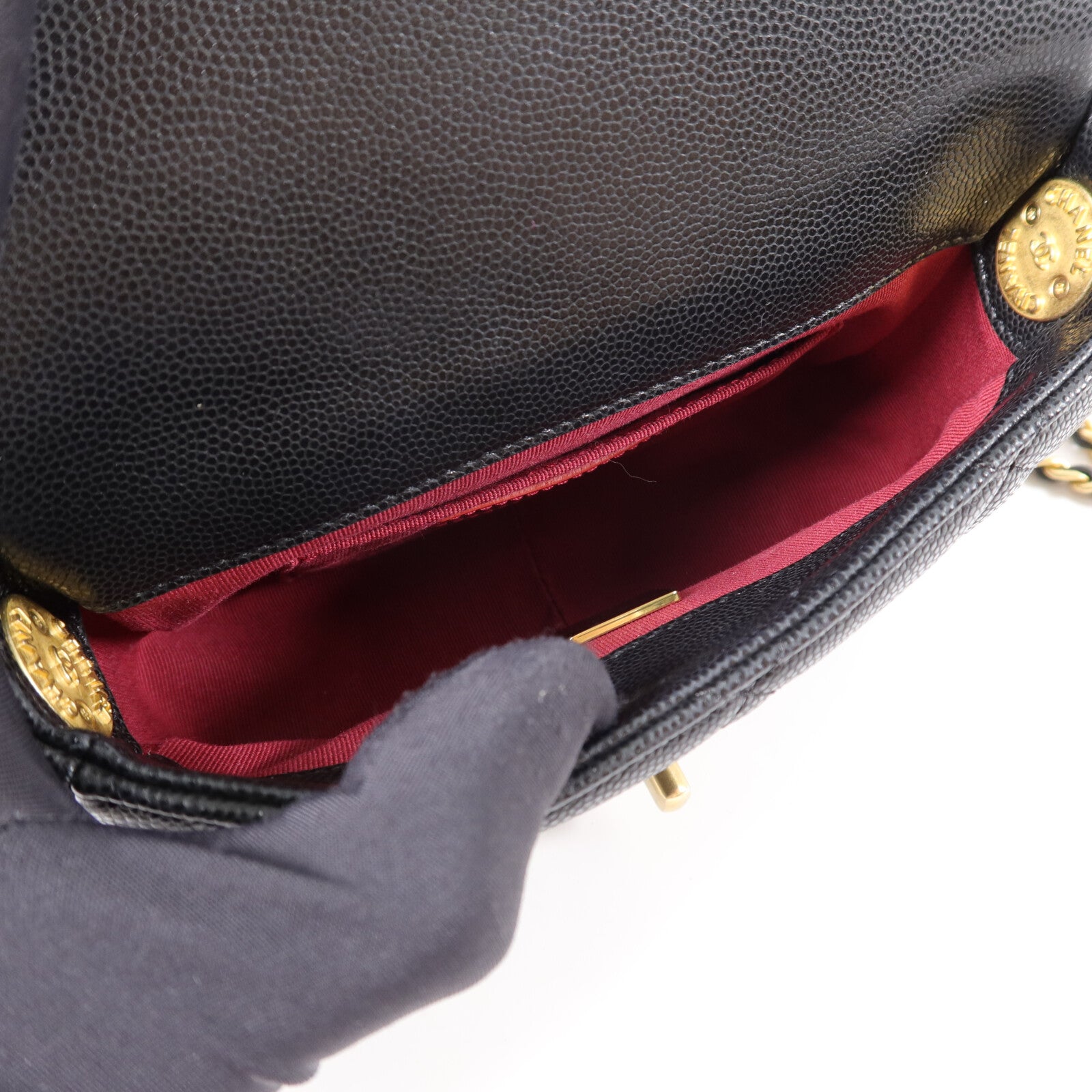 CHANEL 牛皮皮革Mini Flap 17cm鏈帶肩背袋