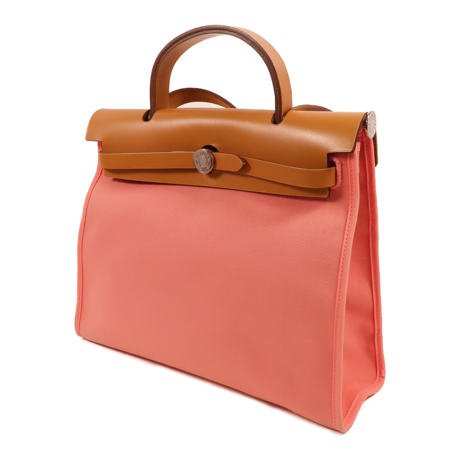 HERMES 帆布Herbag PM手挽肩背兩用袋Rose Azalee