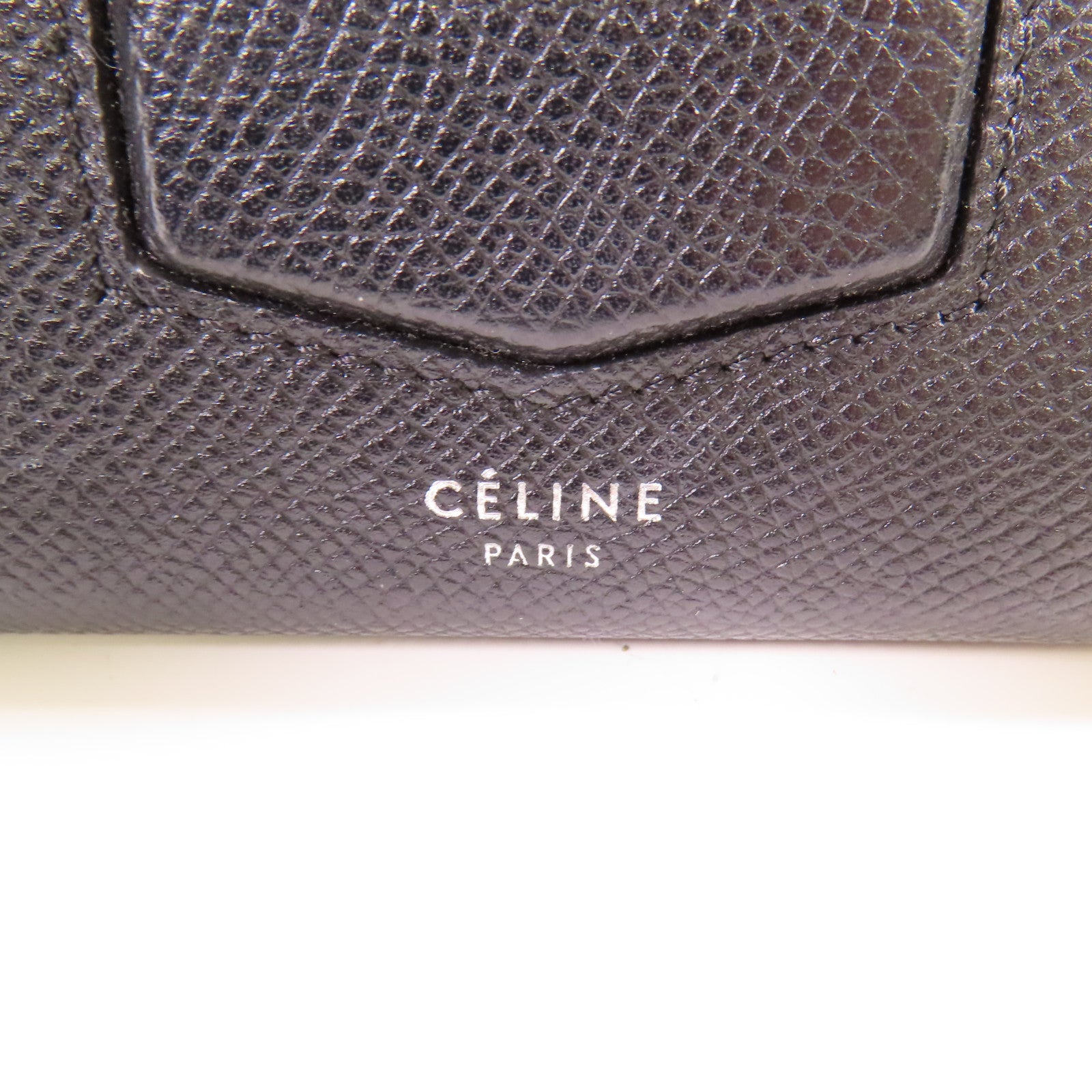 CELINE 牛皮皮革Trotteur Wallet銀扣錢包黑色