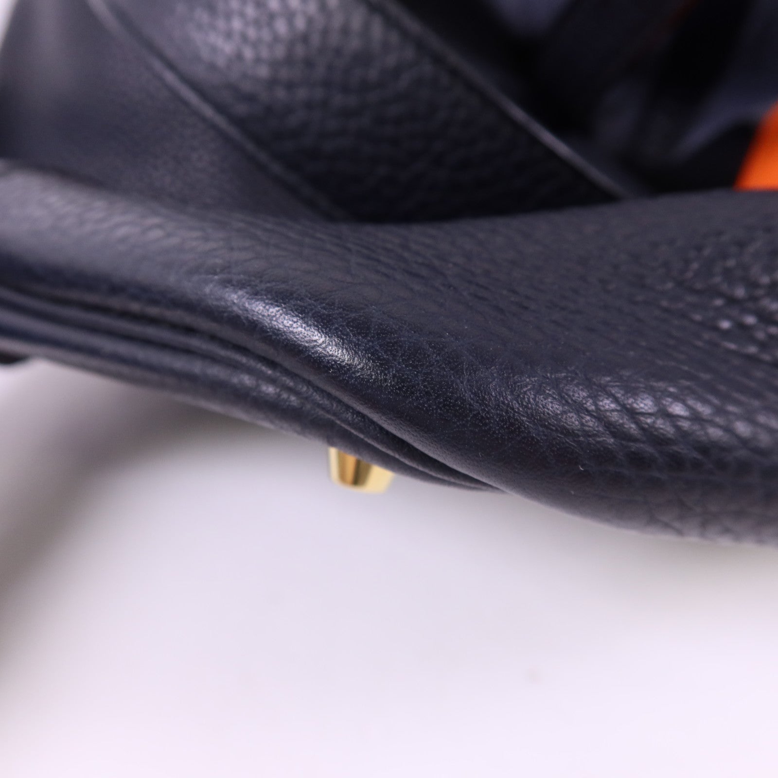 HERMES Clemence皮革Picotin GM金扣手挽袋Bleu Indigo/Orange