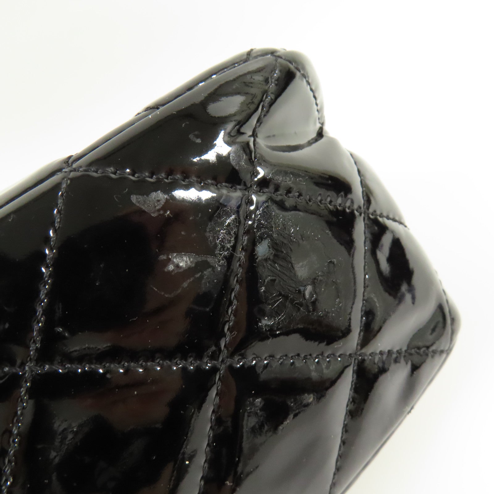 CHANEL 漆皮皮革Large Classic銀扣鏈帶肩背袋