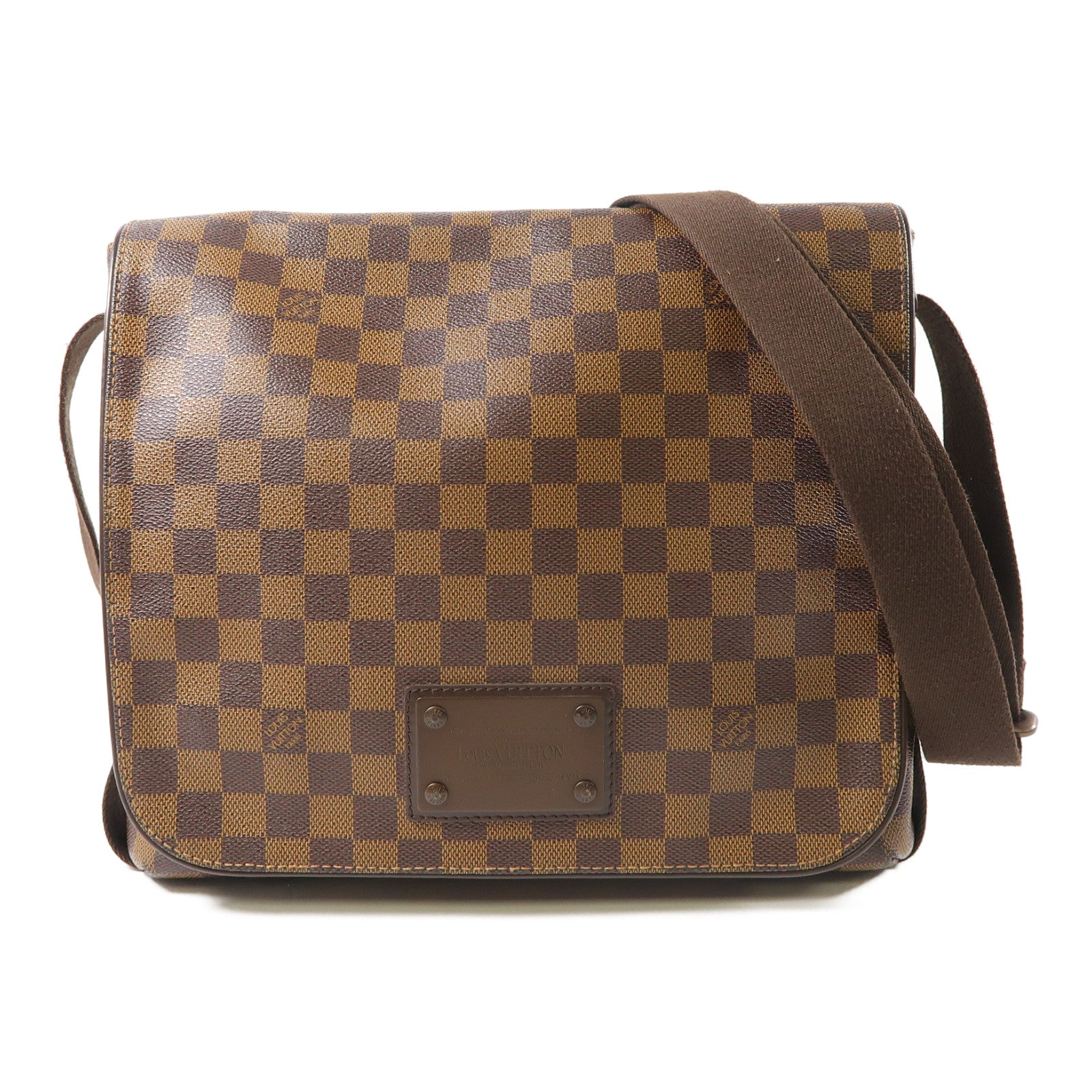 LOUIS VUITTON Damier Brooklyn MM金扣肩背袋啡色
