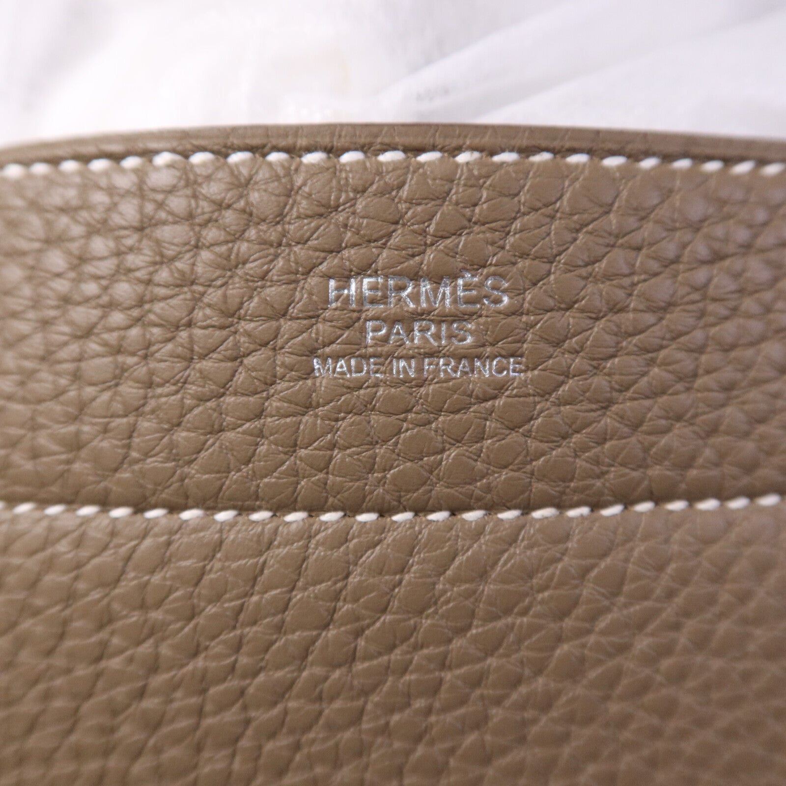 HERMES Togo皮革Mali-Selle PM Messenger Bag銀扣肩背袋Etoupe