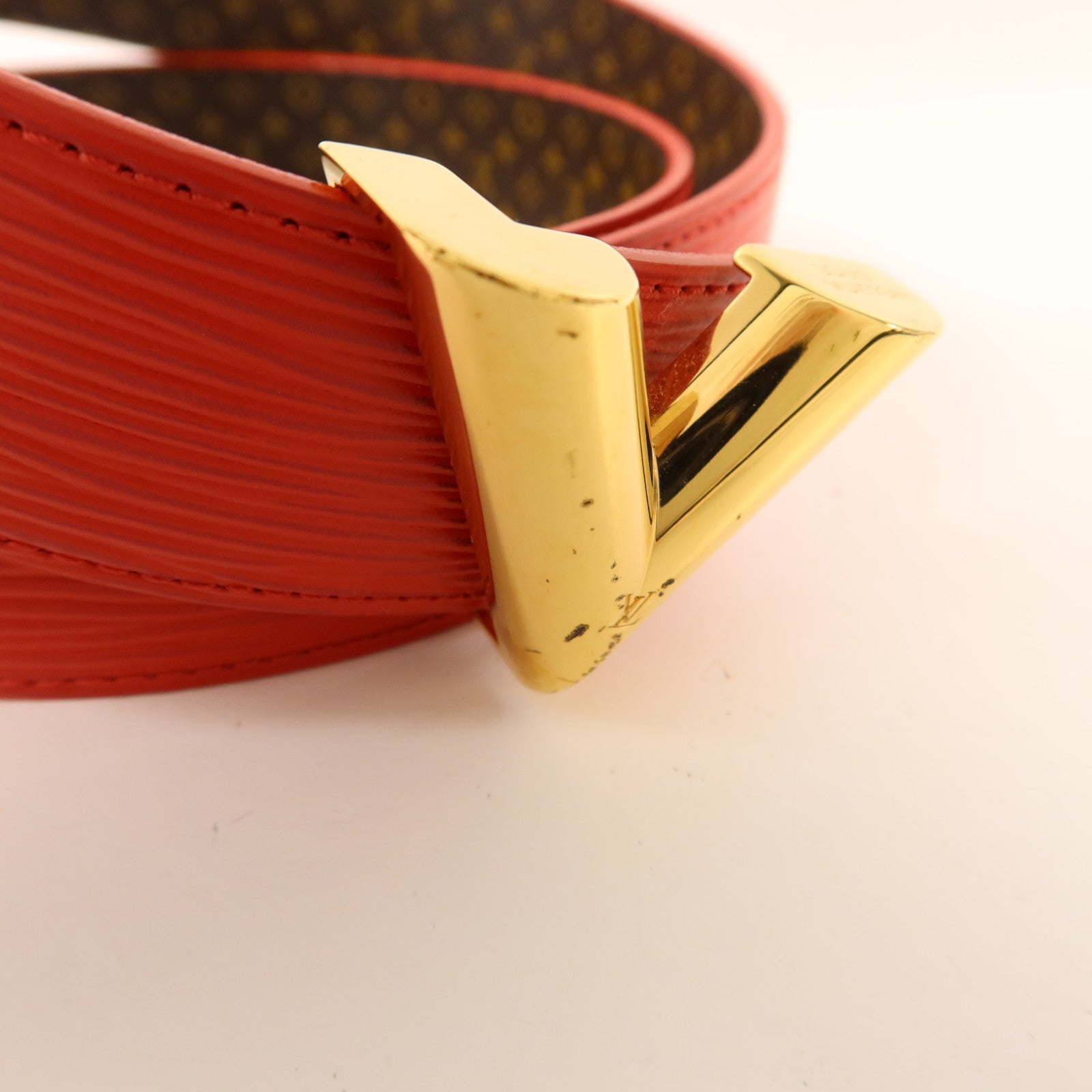 LOUIS VUITTON Epi Belt金扣皮帶