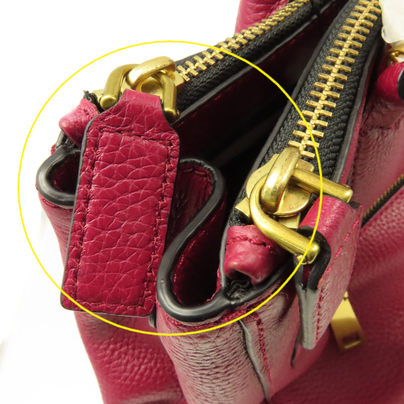 MARC JACOBS 牛皮皮革2 Way Shoulder Bag金扣手挽肩背兩用袋酒紅色