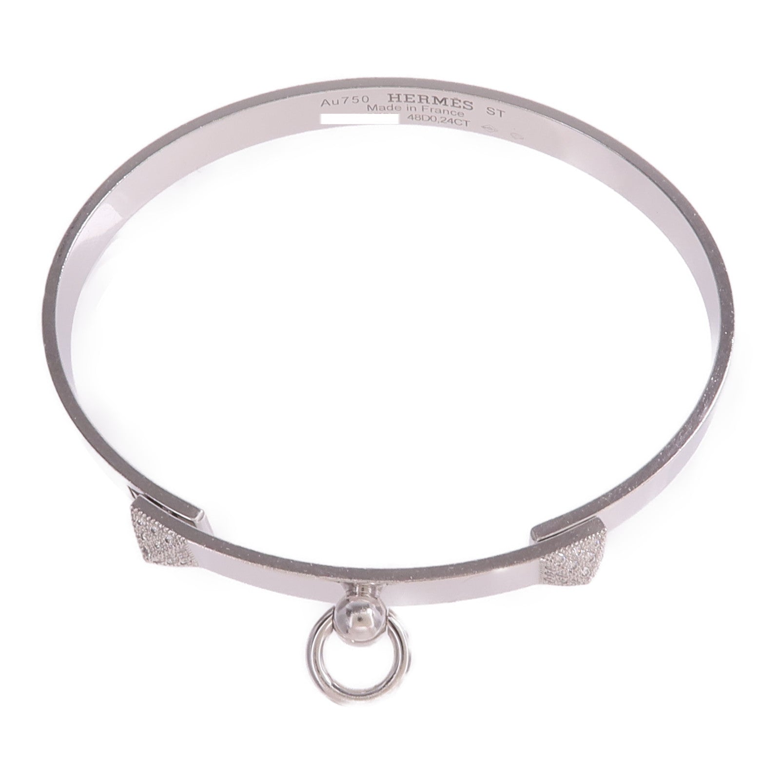HERMES 18K白金Collier de Chien PM Bracelet鑽石手鐲