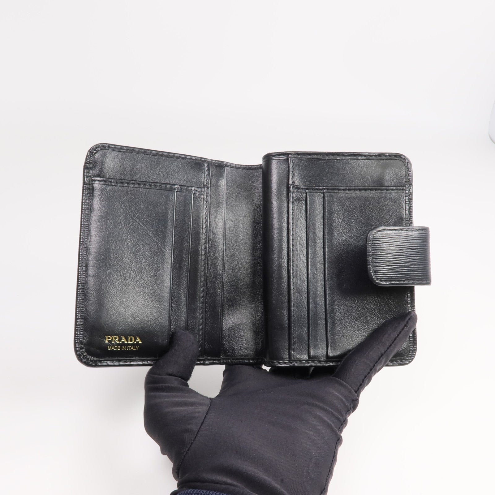 PRADA 牛皮皮革Wallet金扣錢包
