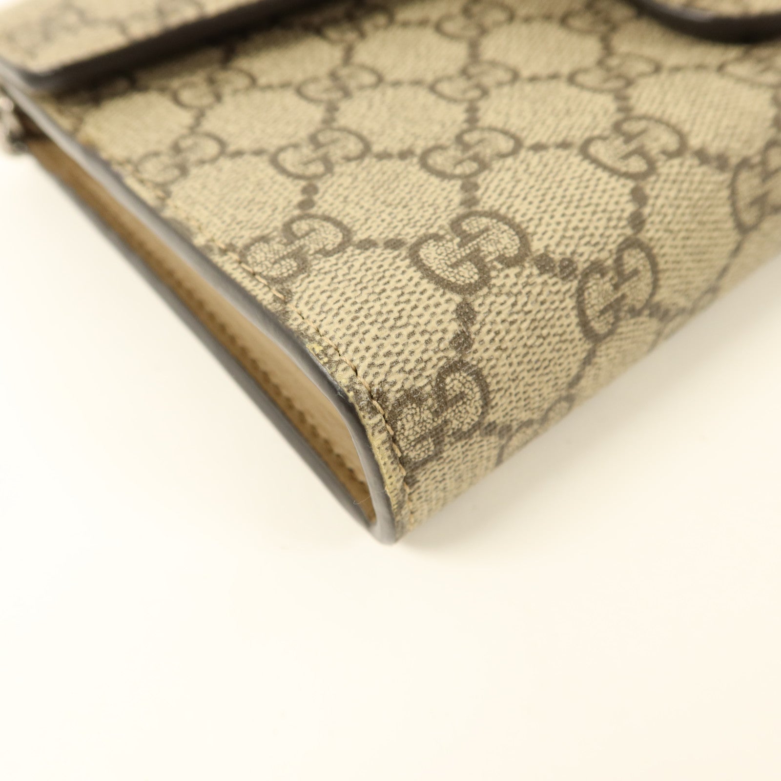 GUCCI 塗層帆布Dionysus GG銀扣鏈帶肩背袋