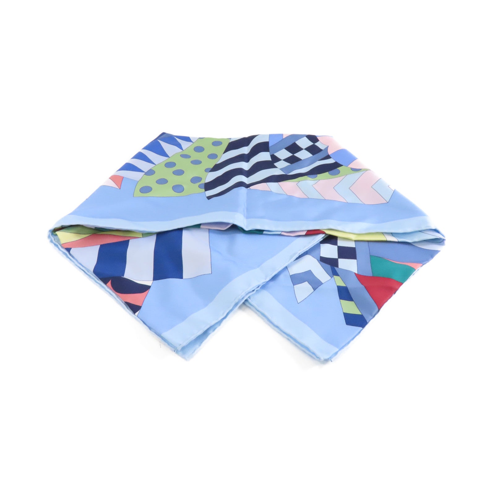 HERMES 絲質Scarf絲巾淺藍色/彩色