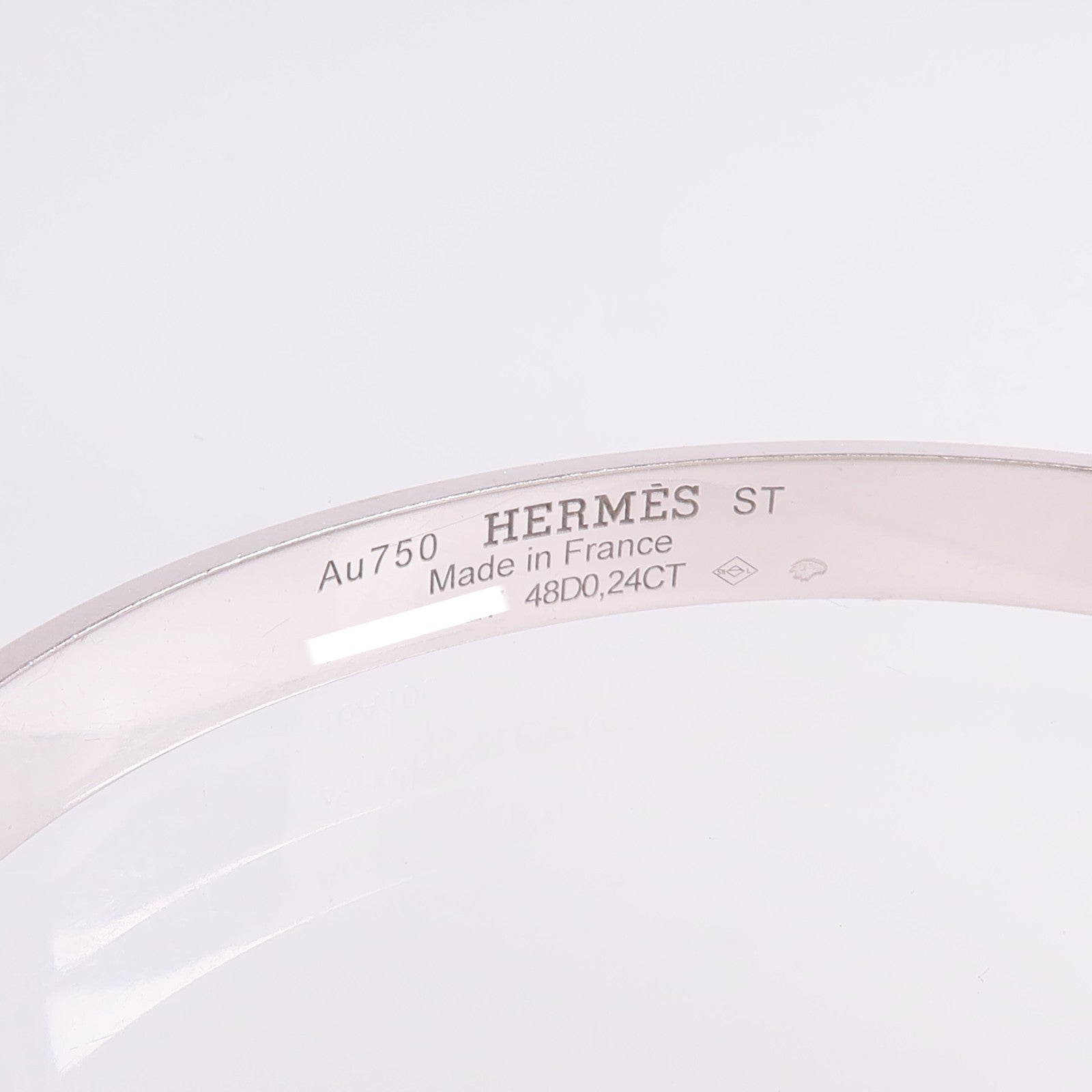 HERMES 18K白金Collier de Chien PM Bracelet鑽石手鐲