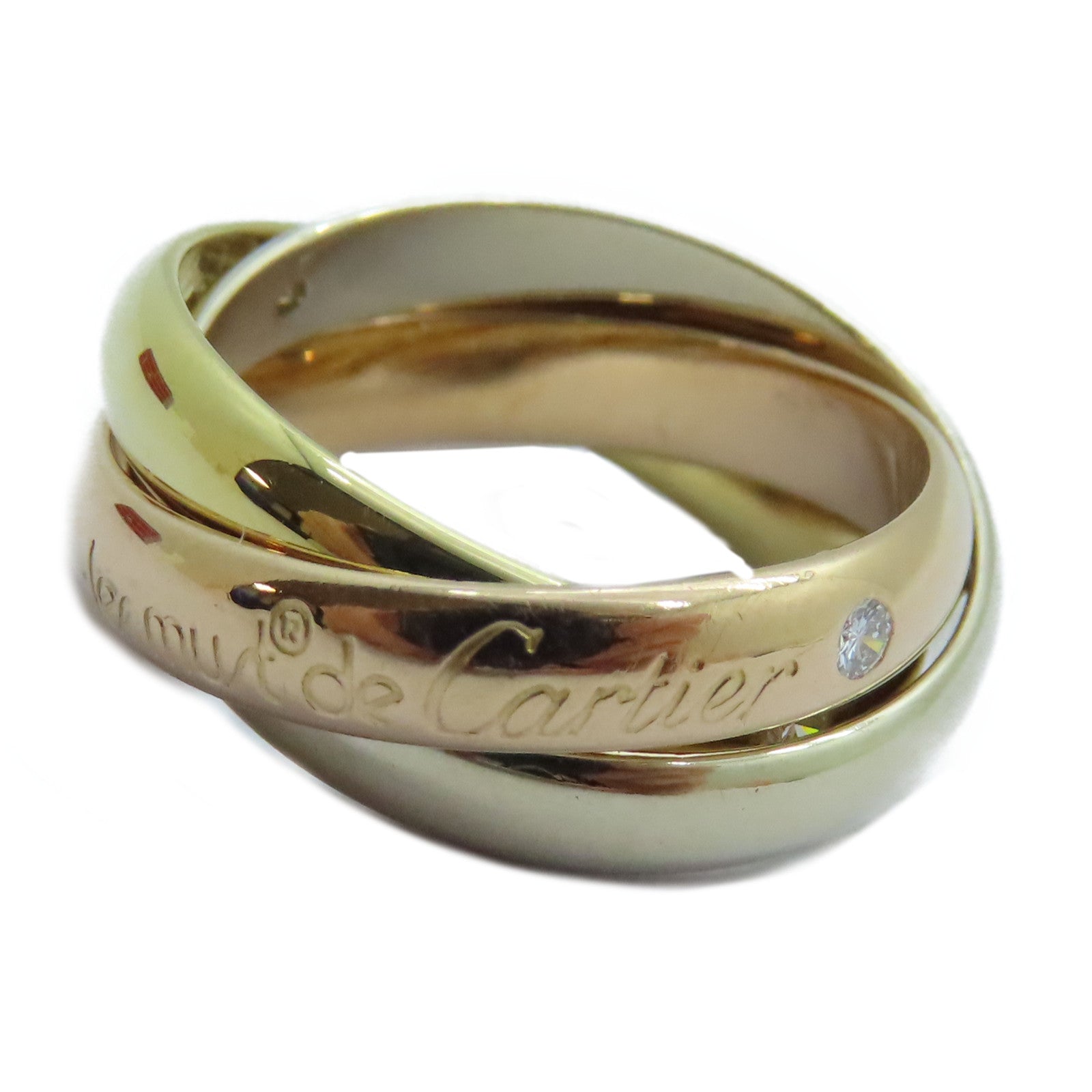 CARTIER 【激減優惠】18K黃金/白金/玫瑰金Trinity Diamond戒指Cartier#49/US#4.75