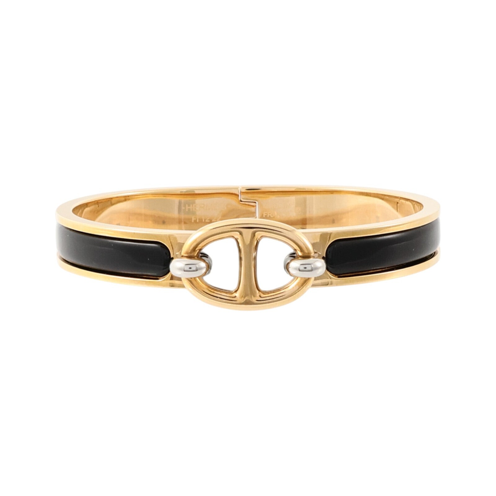 HERMES 金屬/琺瑯Mini Clic Chaine d'Ancre Bracelet金扣手鏈Black