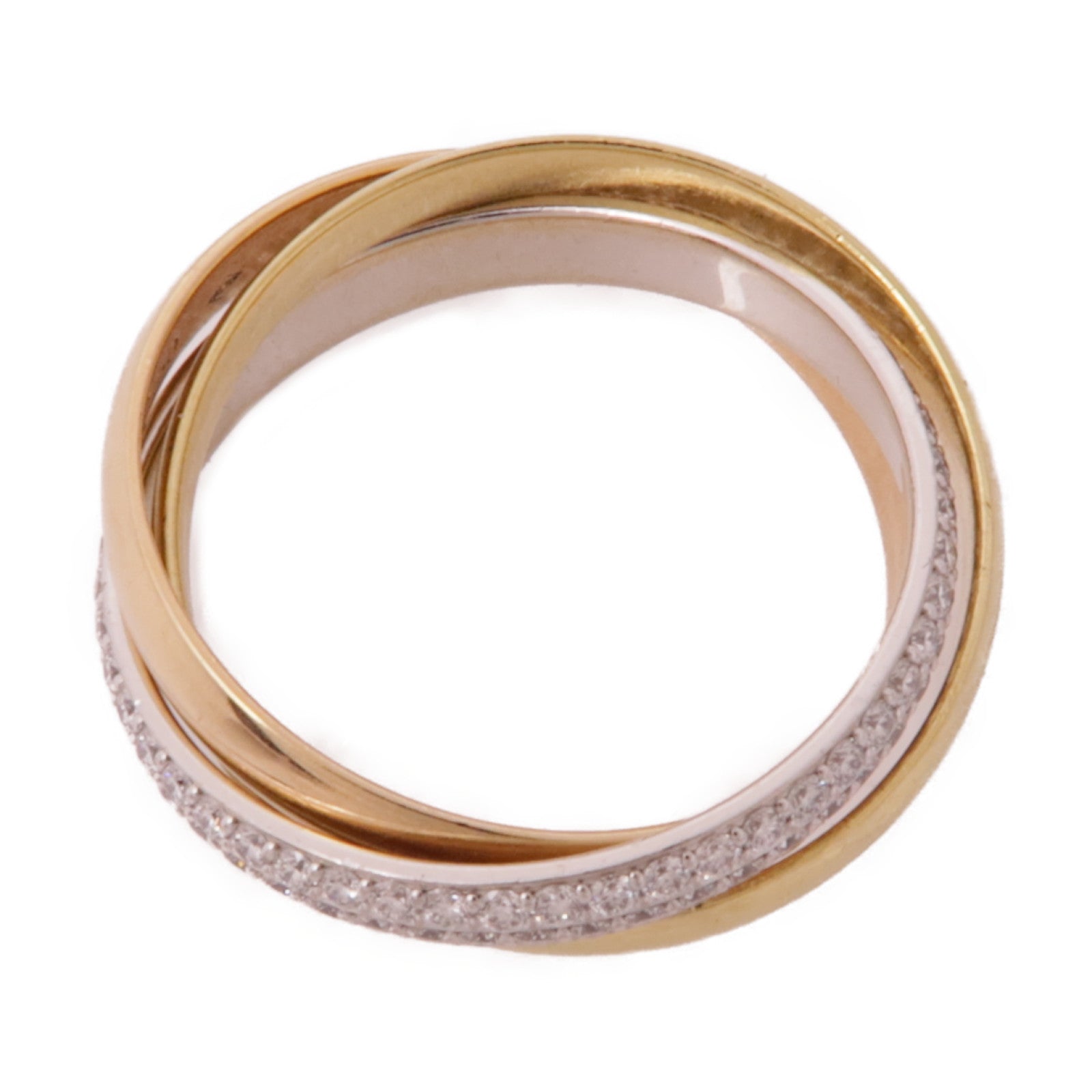 CARTIER 18K黃金/白金/玫瑰金Trinity鑽石戒指Cartier#51/US#6