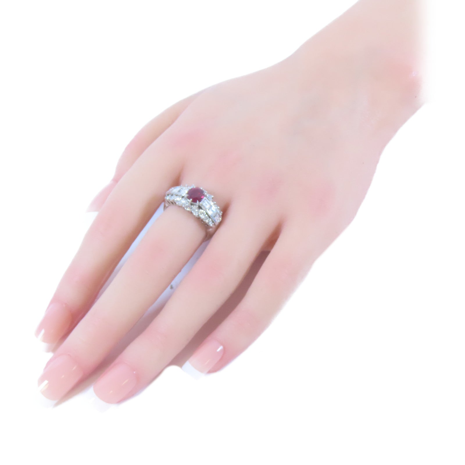 JEWELRY 【激減優惠】PT900白金Ruby Ring12.90g紅寶石戒指US#6.5
