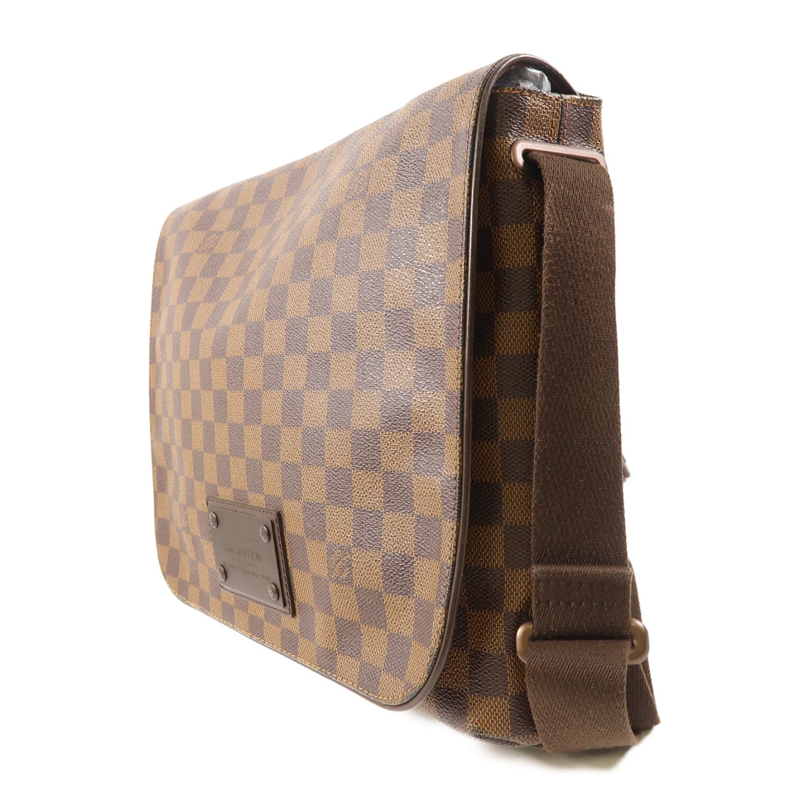 LOUIS VUITTON Damier Brooklyn MM金扣肩背袋啡色