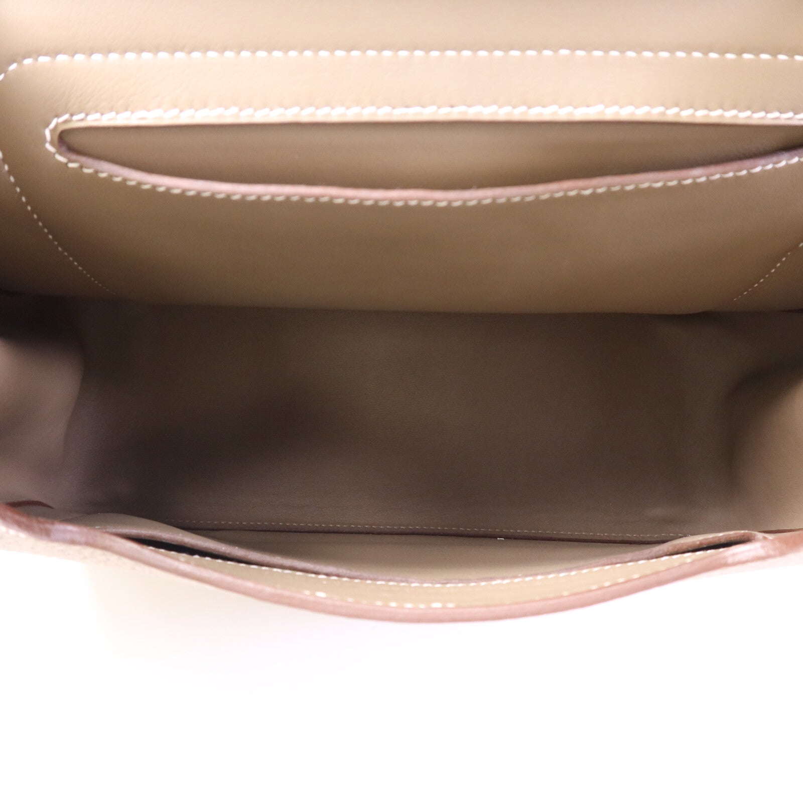 HERMES Togo皮革Mali-Selle PM Messenger Bag銀扣肩背袋Etoupe