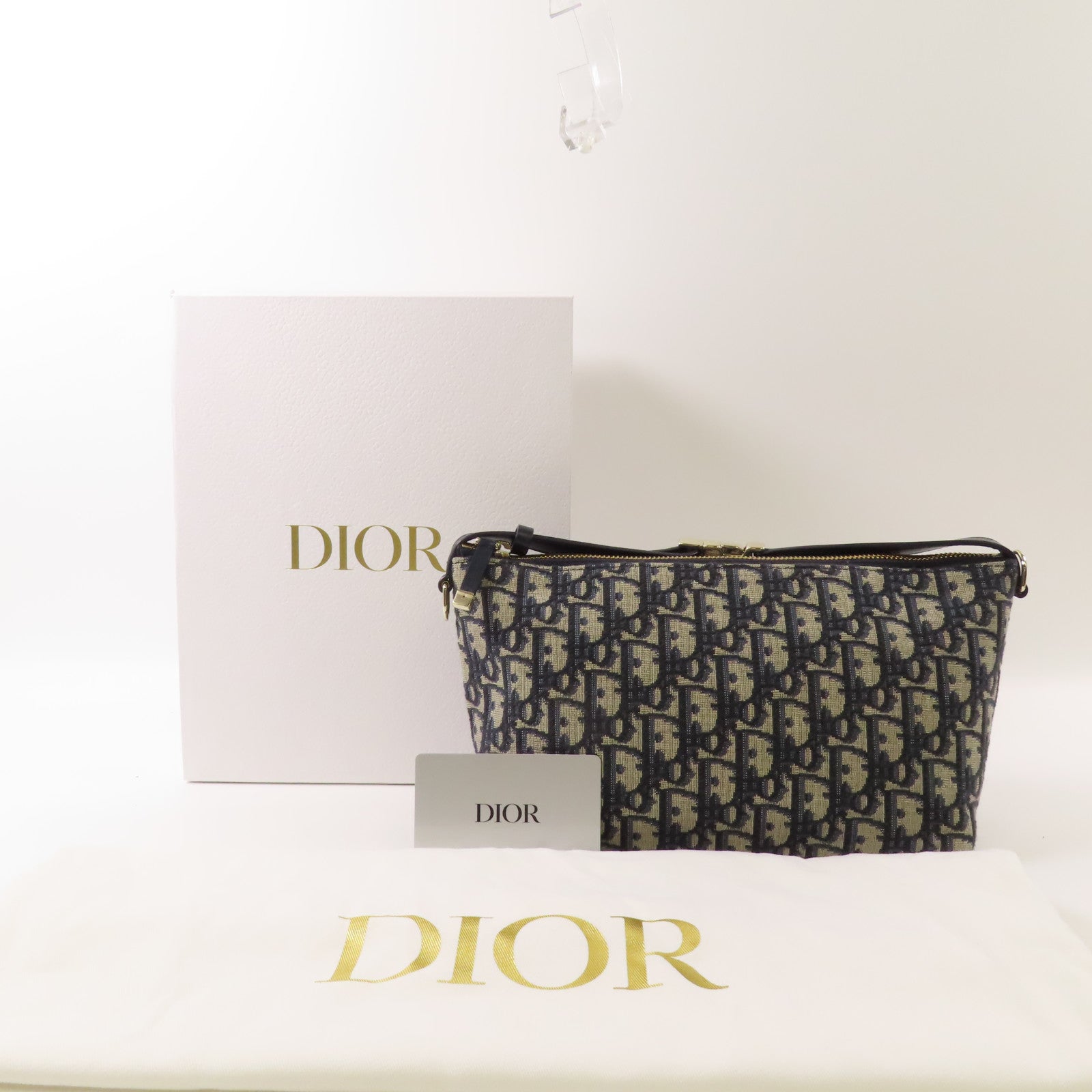 Dior 帆布Nomad Pouch金扣手挽袋