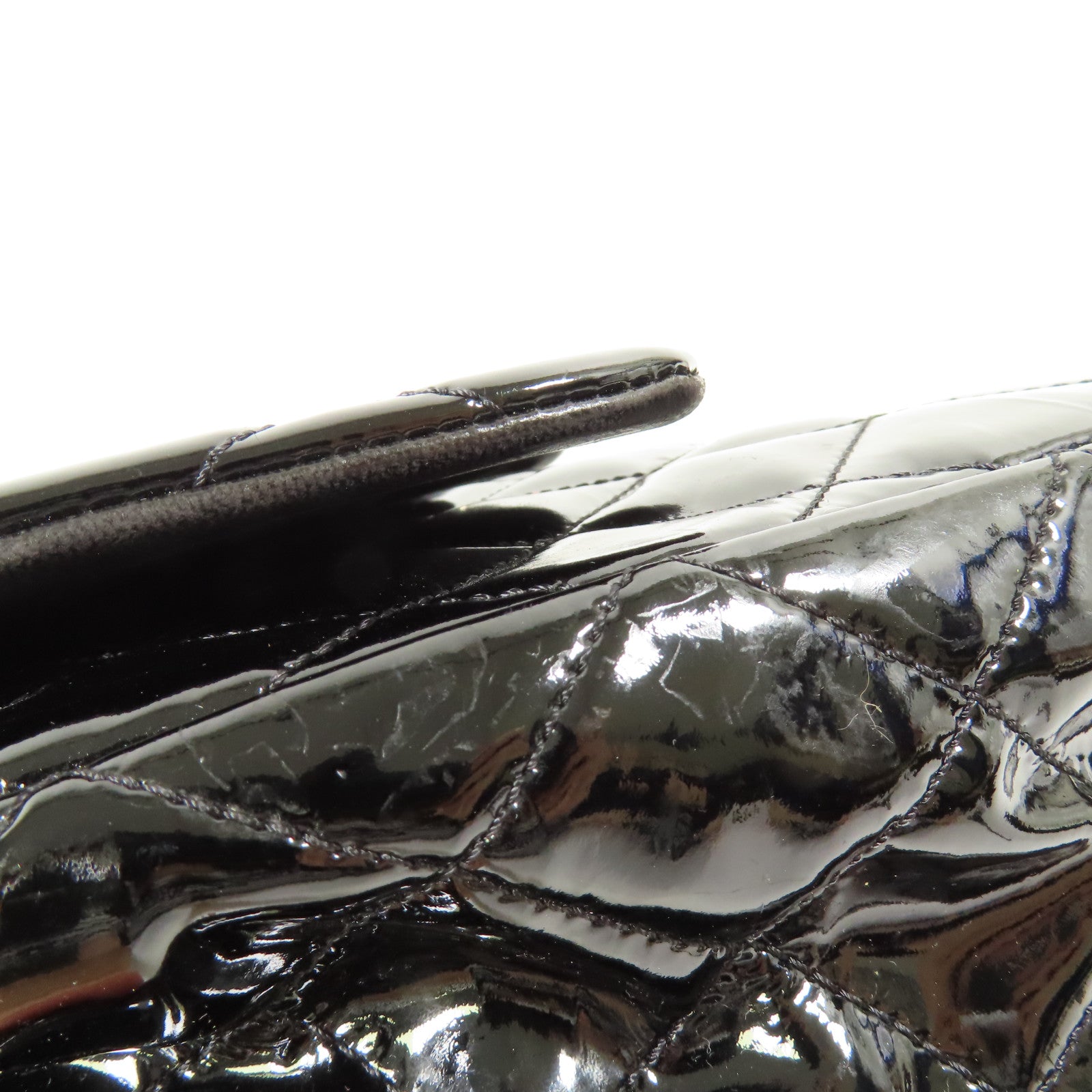 CHANEL 漆皮皮革Large Classic銀扣鏈帶肩背袋