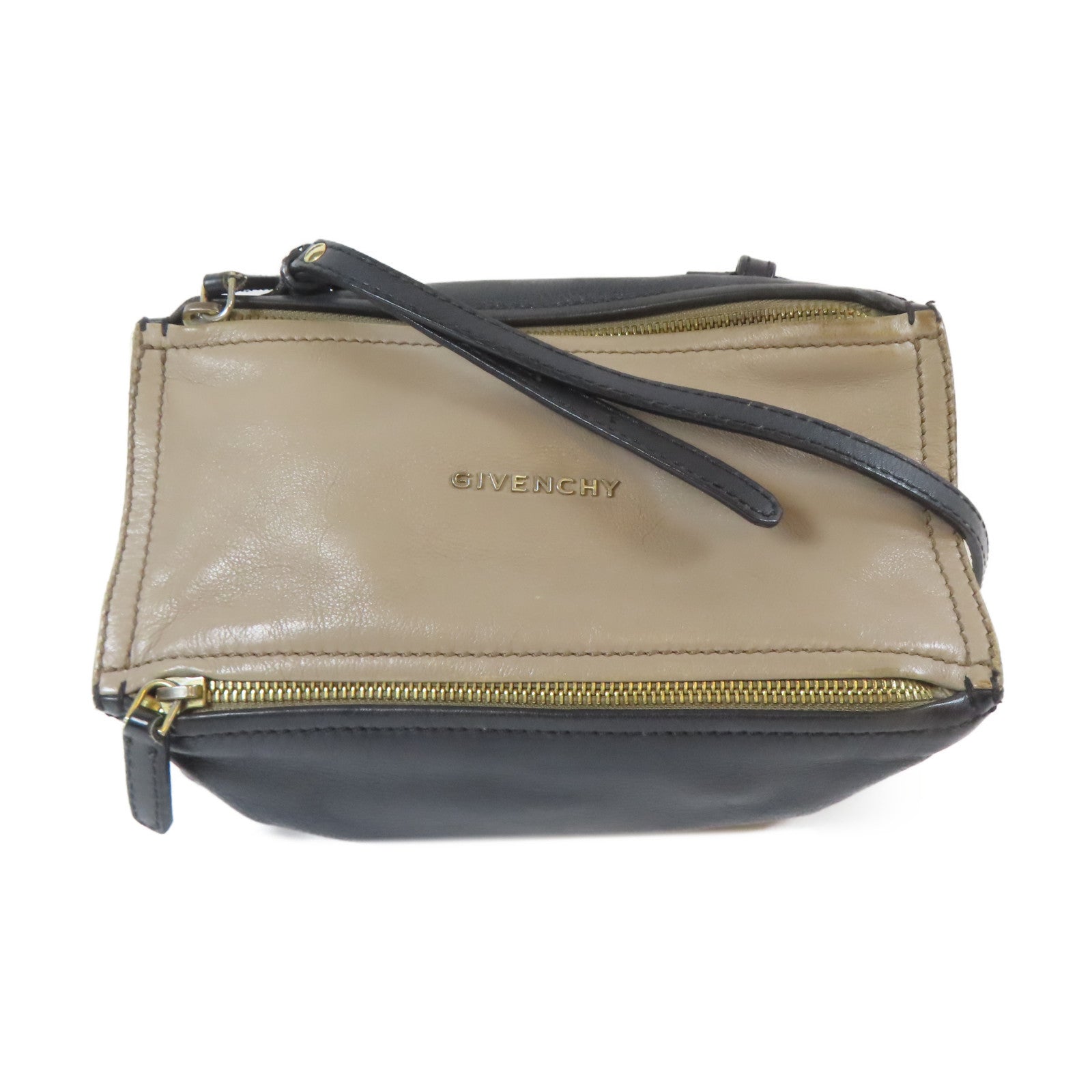 GIVENCHY 【激減優惠】牛皮皮革Shoulder Bag金扣肩背袋深藍色/米色