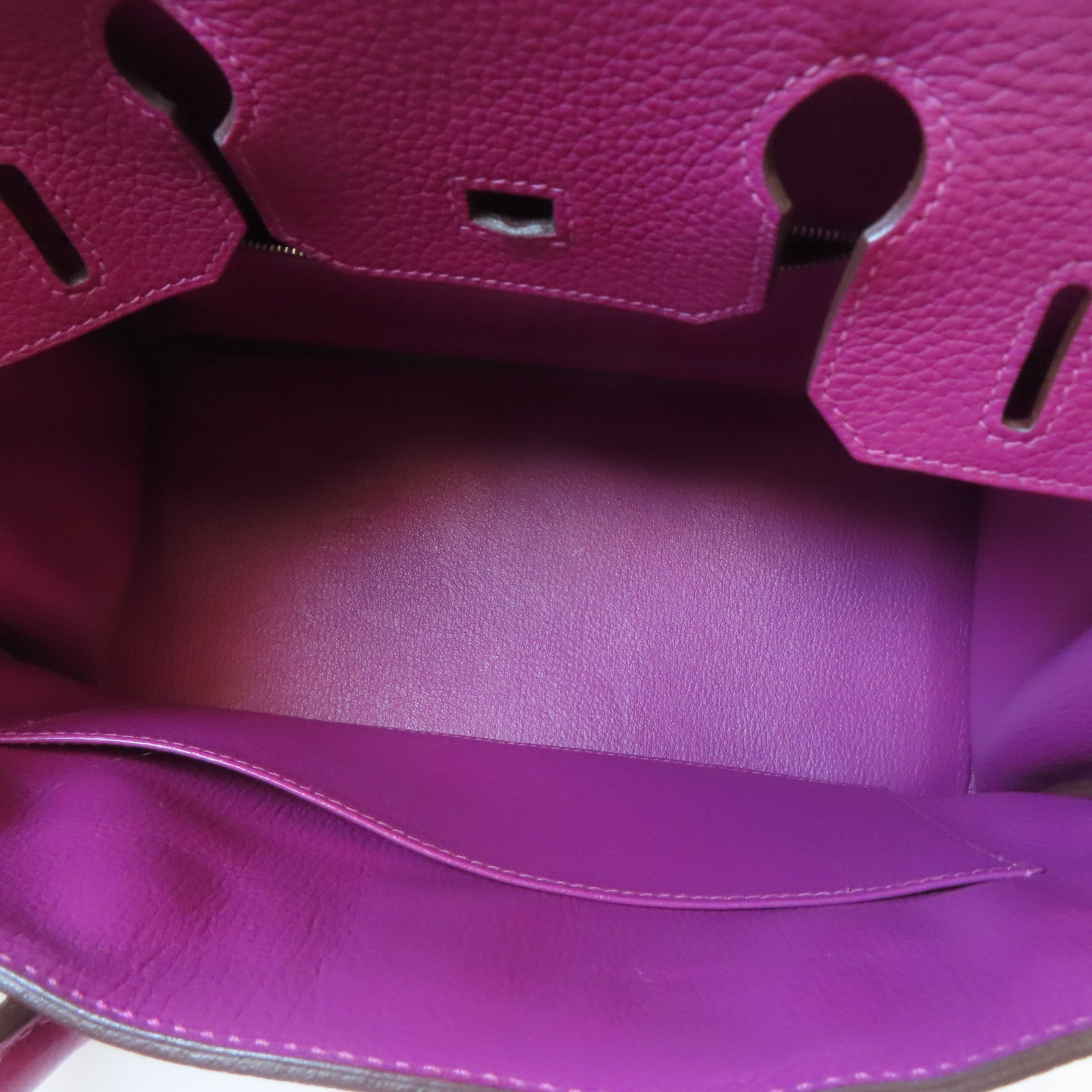 HERMES 【激減優惠】Clemence皮革Birkin 30銀扣手挽袋Rose Purple/桃紫色