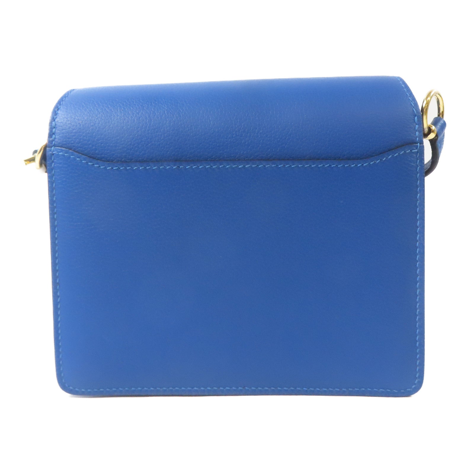 HERMES Evercolor皮革Mini Roulis金扣肩背袋藍色