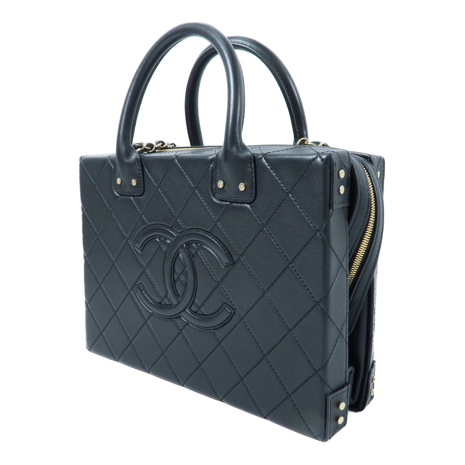 CHANEL 牛皮皮革Chain Shoulder鏈帶手挽肩背兩用袋