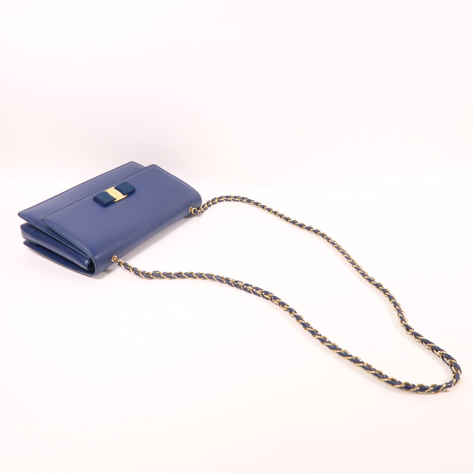 Salvatore Ferragamo 牛皮皮革Chain Shoulder金扣鏈帶肩背袋