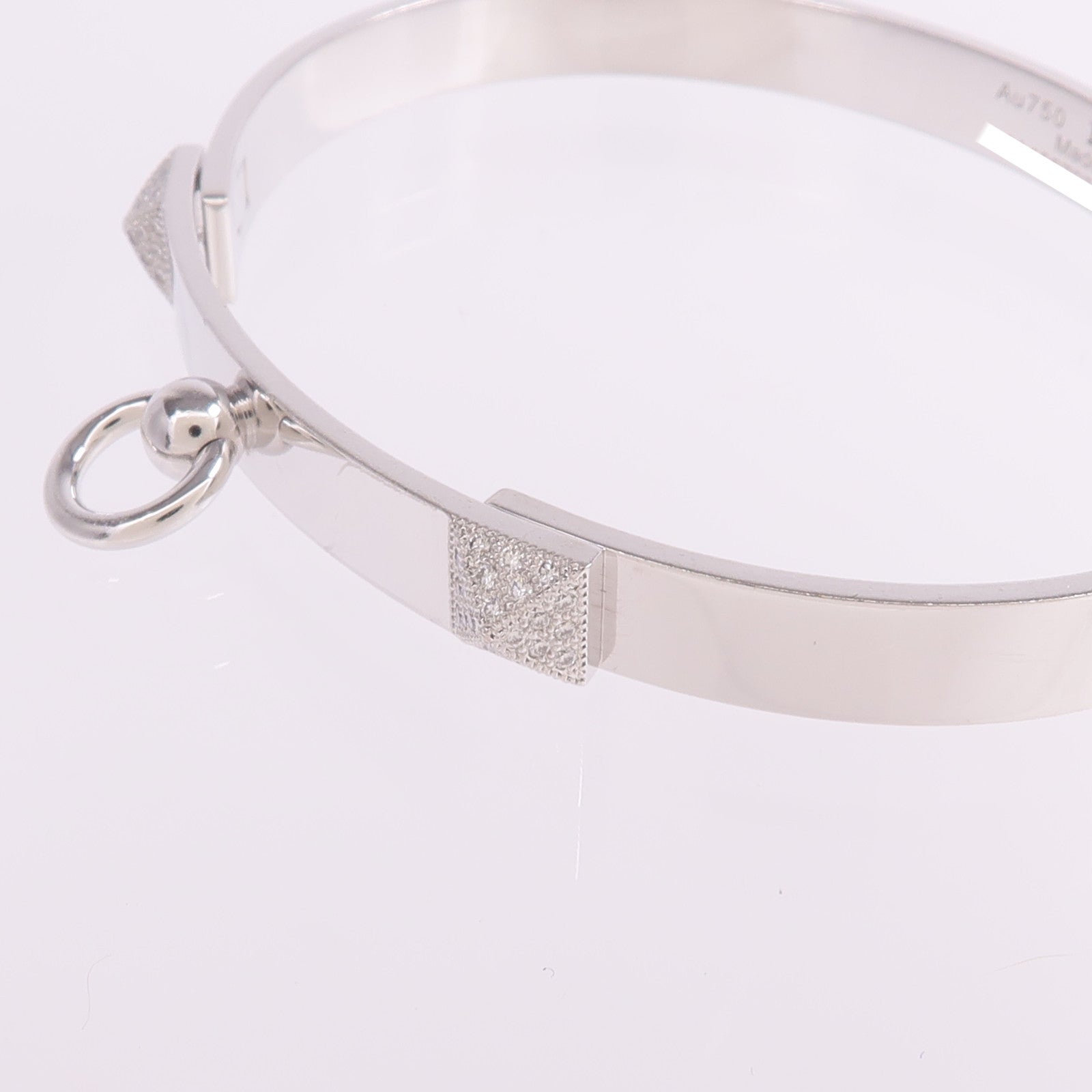 HERMES 18K白金Collier de Chien PM Bracelet鑽石手鐲