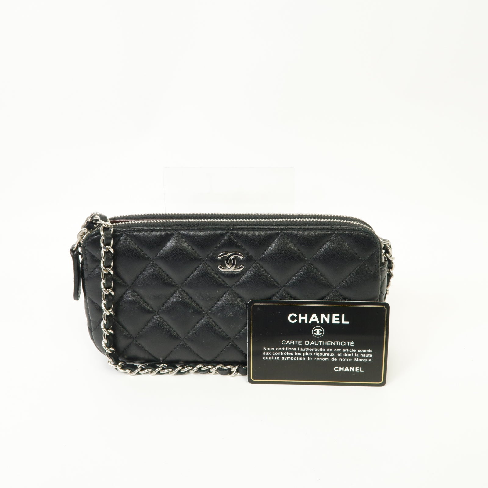 CHANEL 【激減優惠】菱格羊皮皮革Chain Shoulder Bag銀扣鏈帶肩背袋黒色