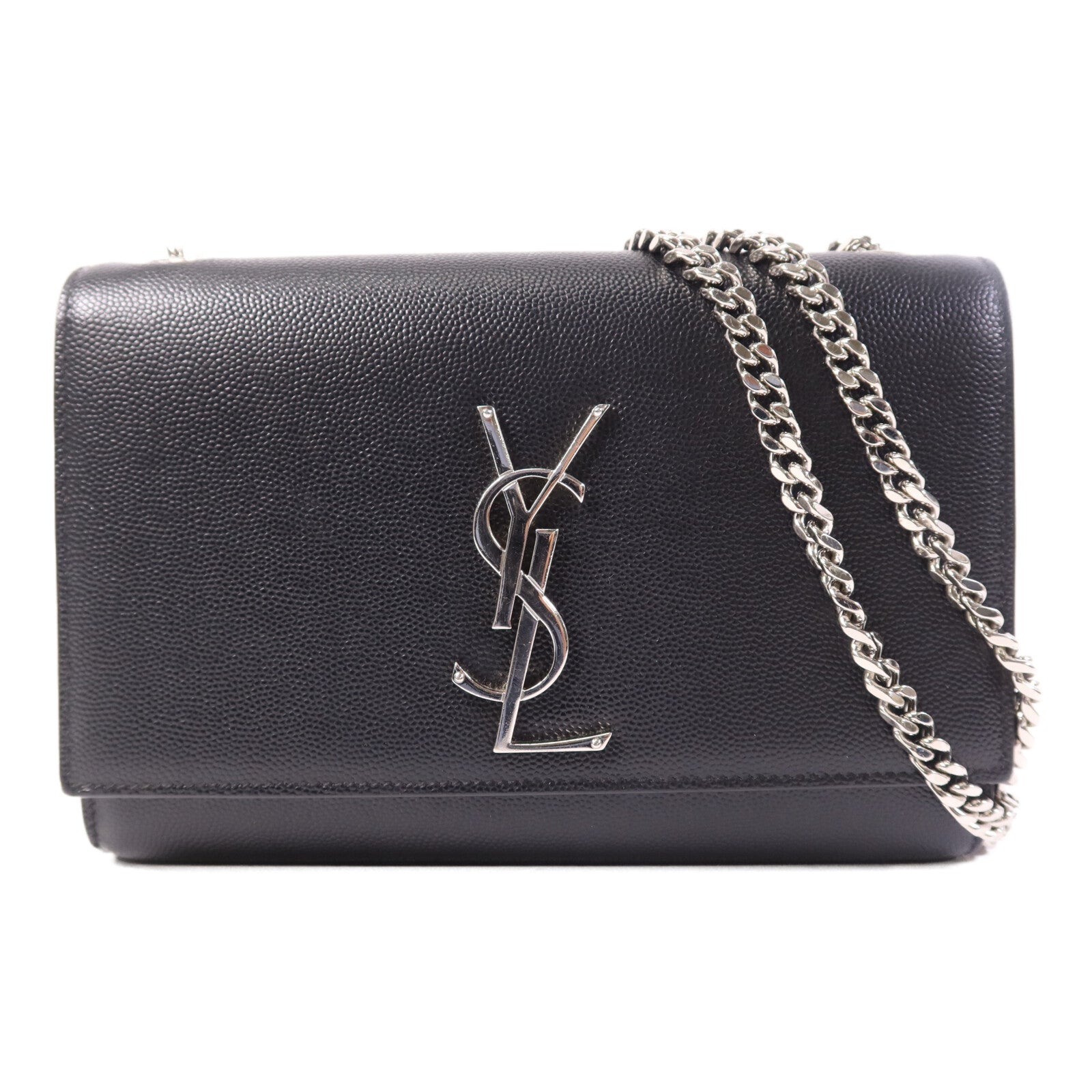 YVES SAINT LAURENT 牛皮皮革Kate銀扣鏈帶肩背袋