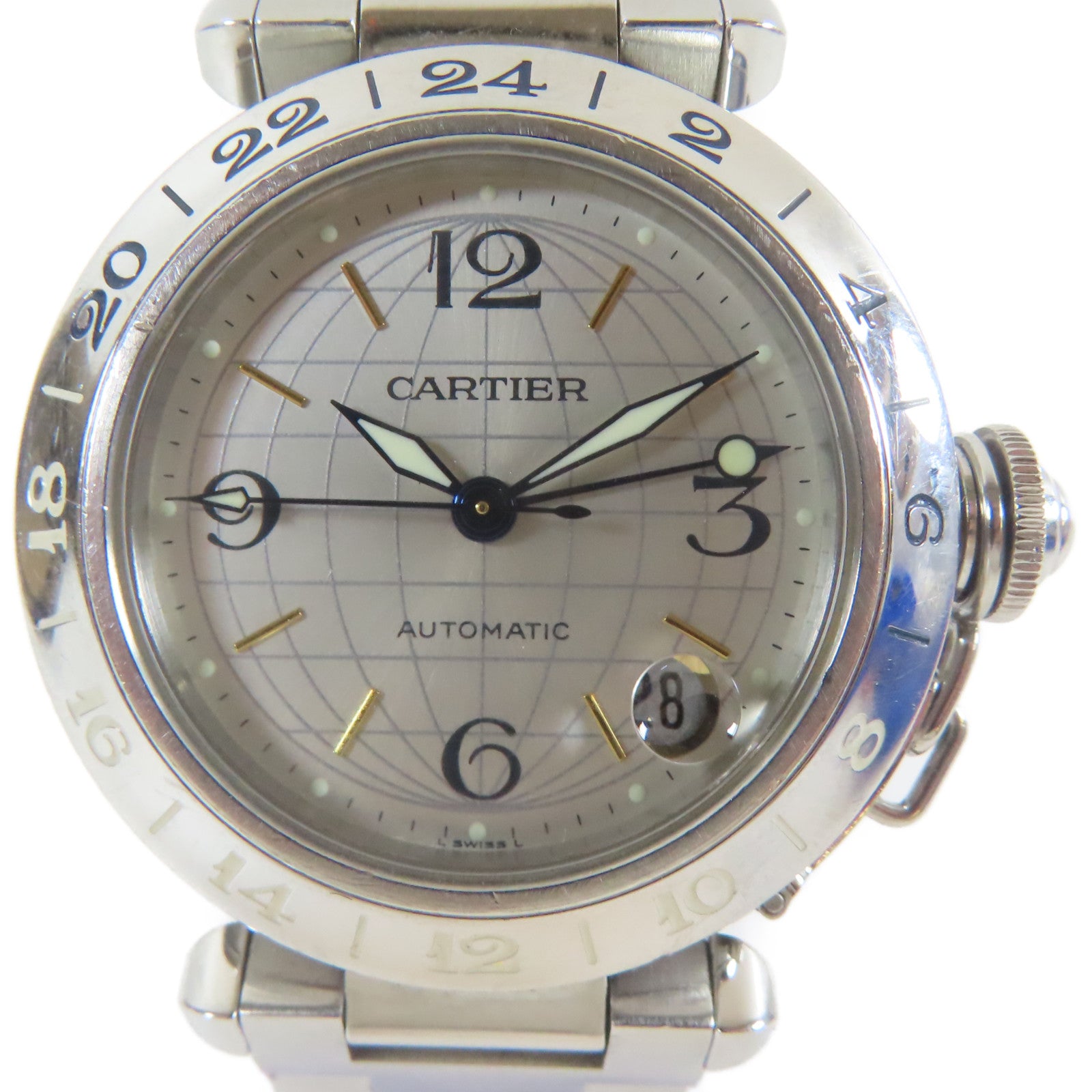 CARTIER 不鏽鋼Pasha C自動機芯手錶白色#14cm