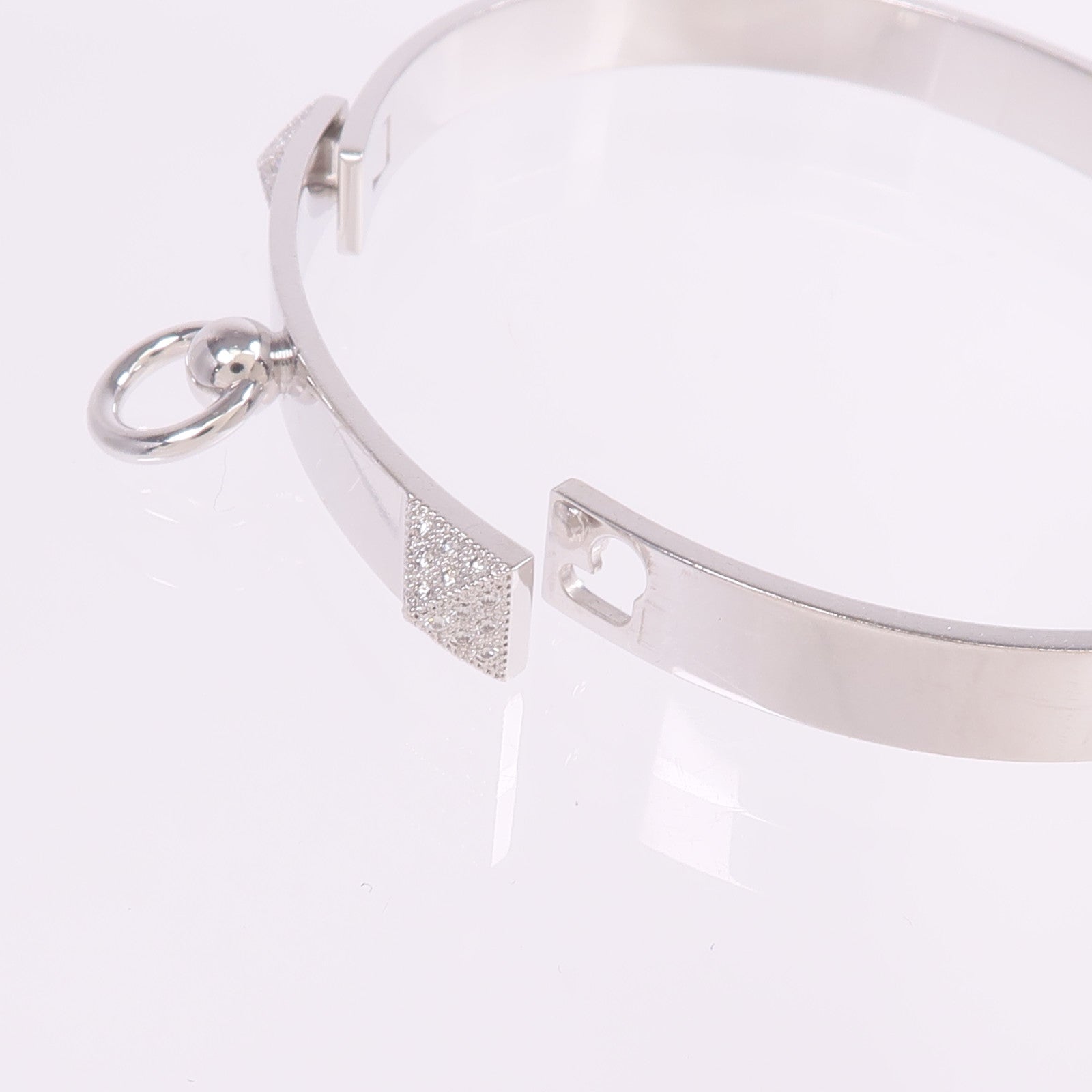 HERMES 18K白金Collier de Chien PM Bracelet鑽石手鐲