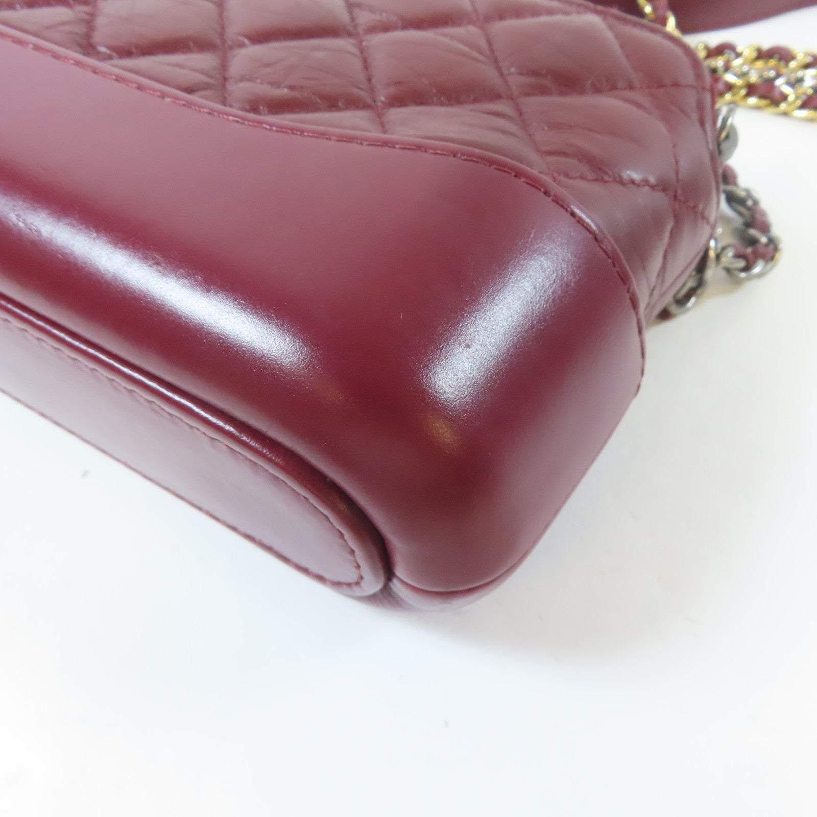 CHANEL 【激減優惠】菱格牛皮皮革Gabrielle Double Zip金扣/銀扣鏈帶肩背袋紅色