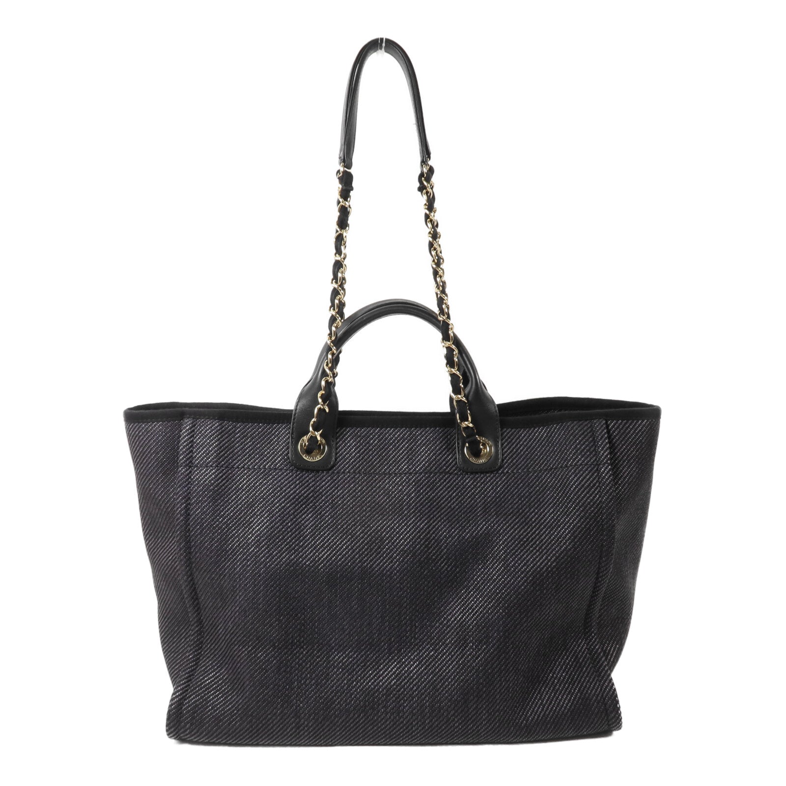 CHANEL 帆布Deauville Tote鏈帶手挽肩背兩用袋