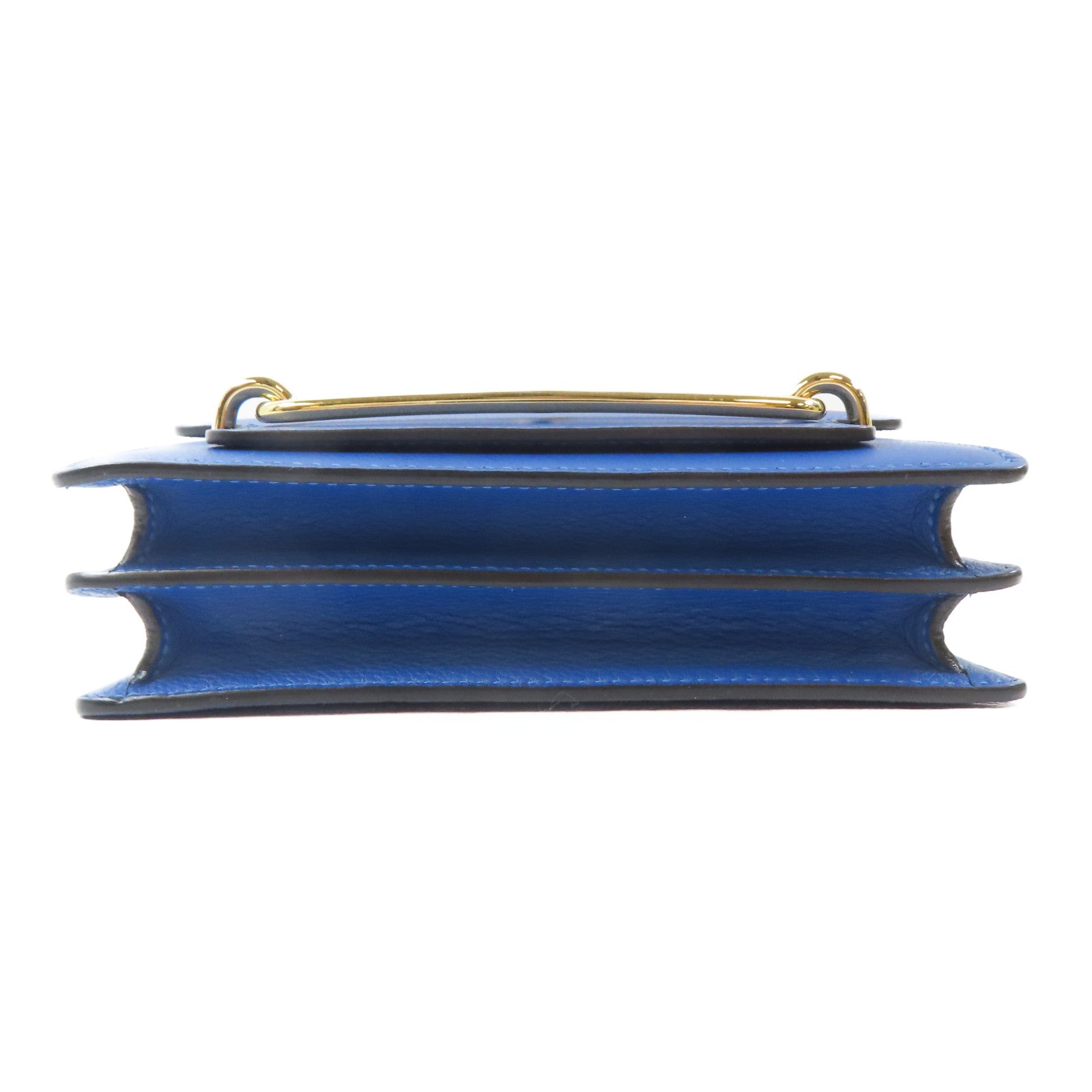 HERMES Evercolor皮革Mini Roulis金扣肩背袋藍色