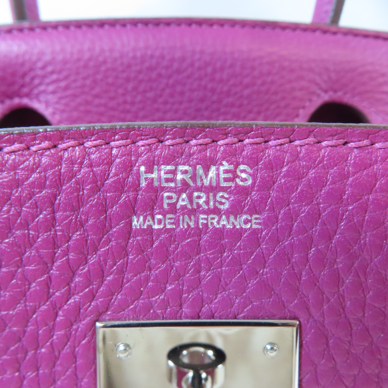 HERMES 【激減優惠】Clemence皮革Birkin 30銀扣手挽袋Rose Purple/桃紫色
