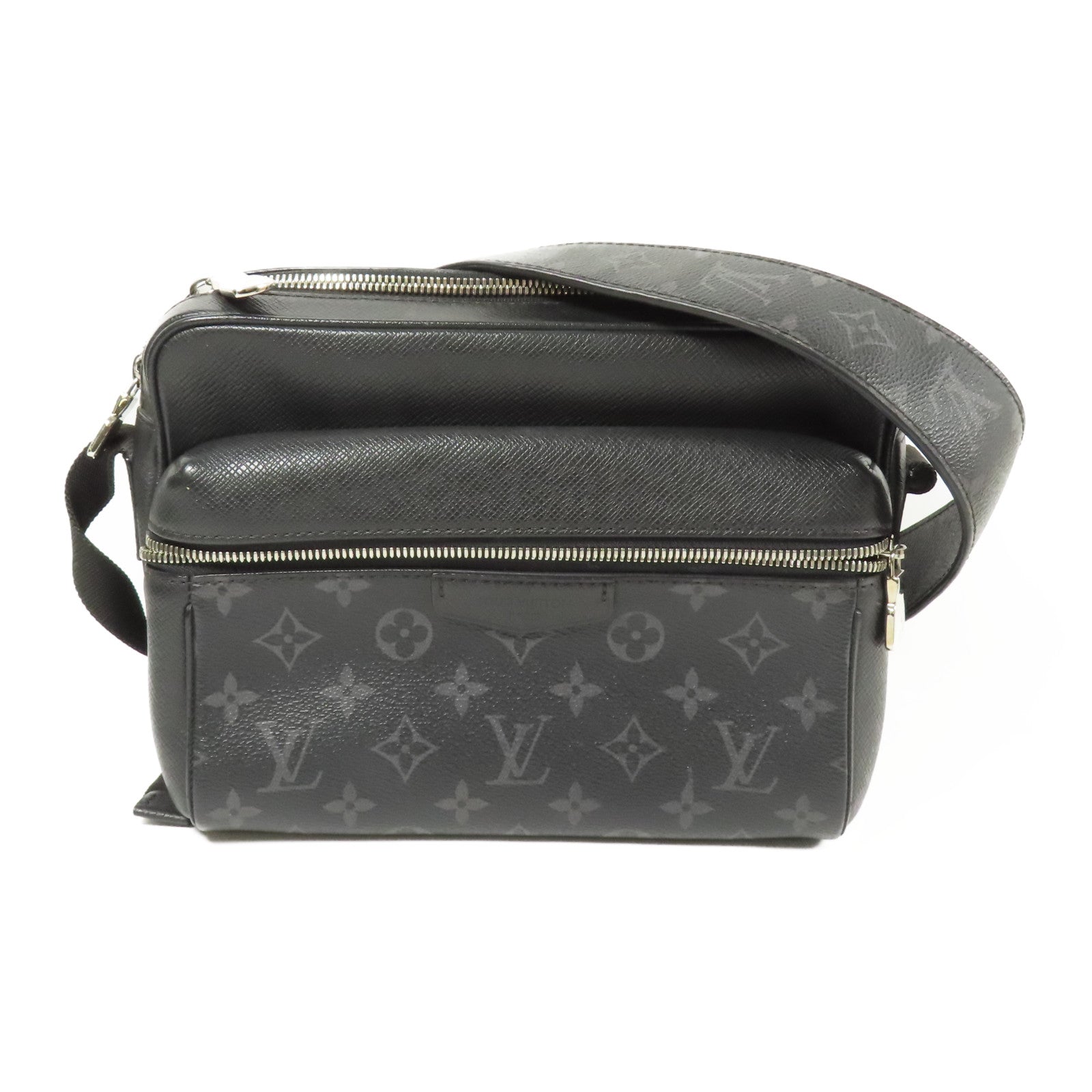 LOUIS VUITTON Monogram Eclipse/Taiga Outdoor Messenger銀扣肩背袋