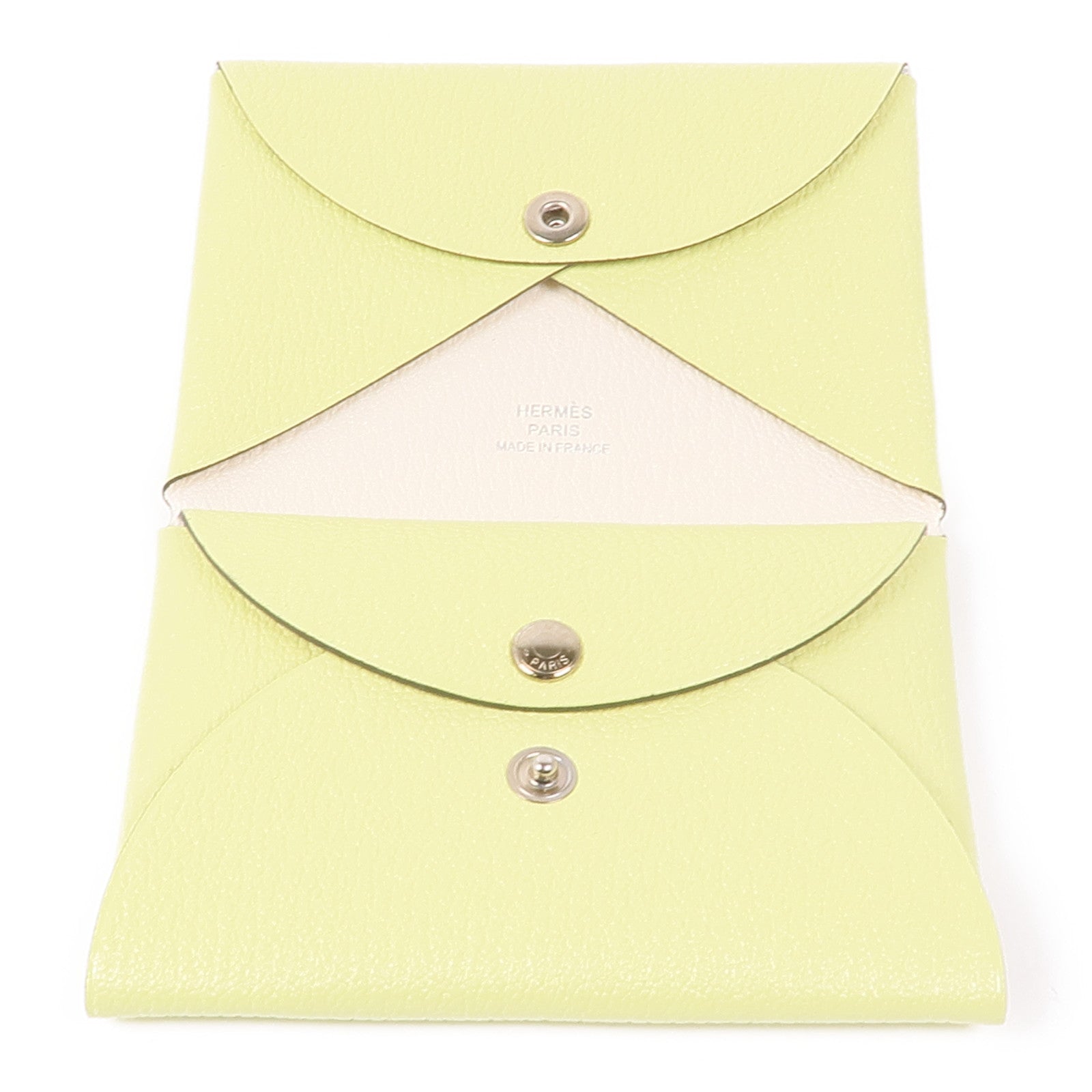 HERMES Chevre皮革Calvi Duo銀扣卡片套