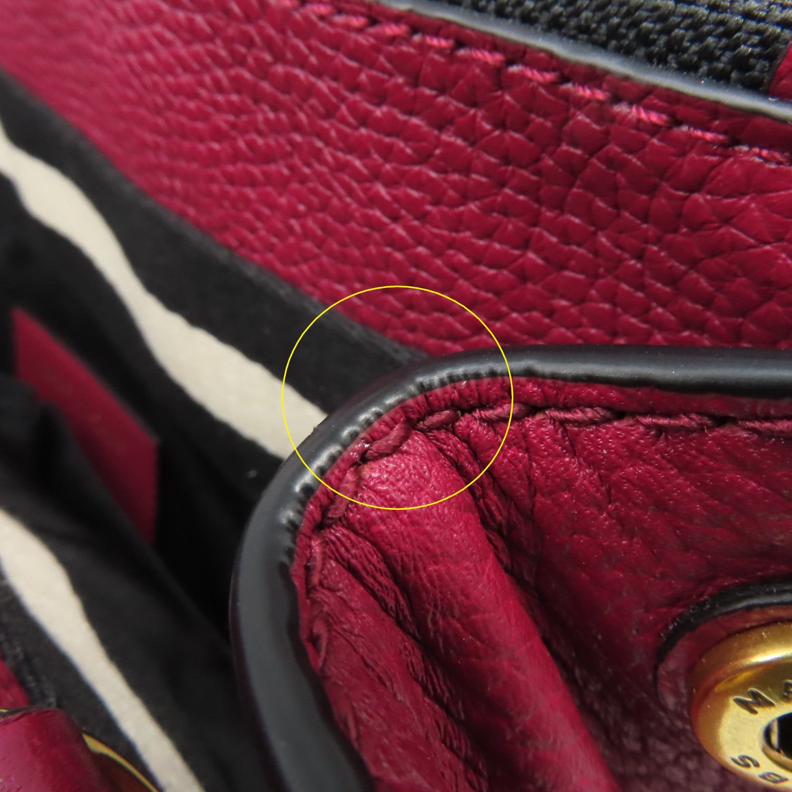 MARC JACOBS 牛皮皮革2 Way Shoulder Bag金扣手挽肩背兩用袋酒紅色