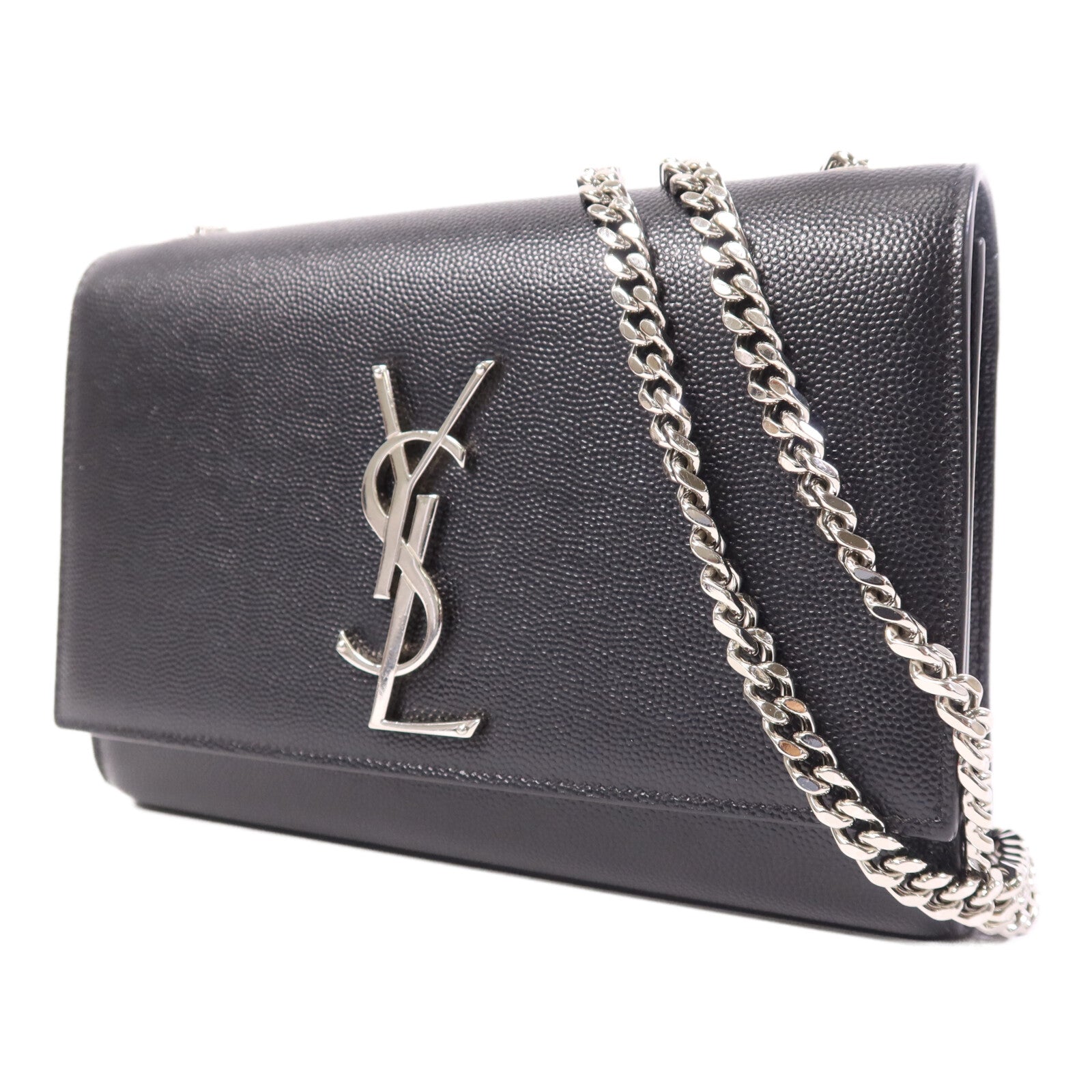 YVES SAINT LAURENT 牛皮皮革Kate銀扣鏈帶肩背袋